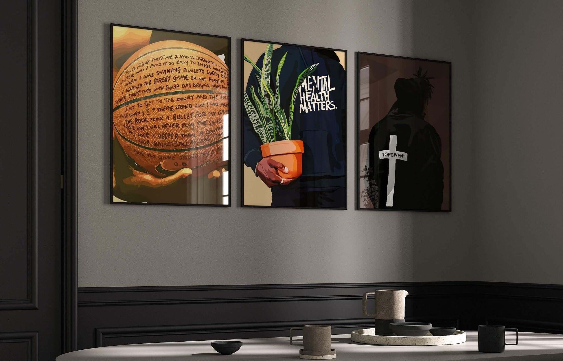 Black Masculine Wall Art Set of 3 - Haus of Prints