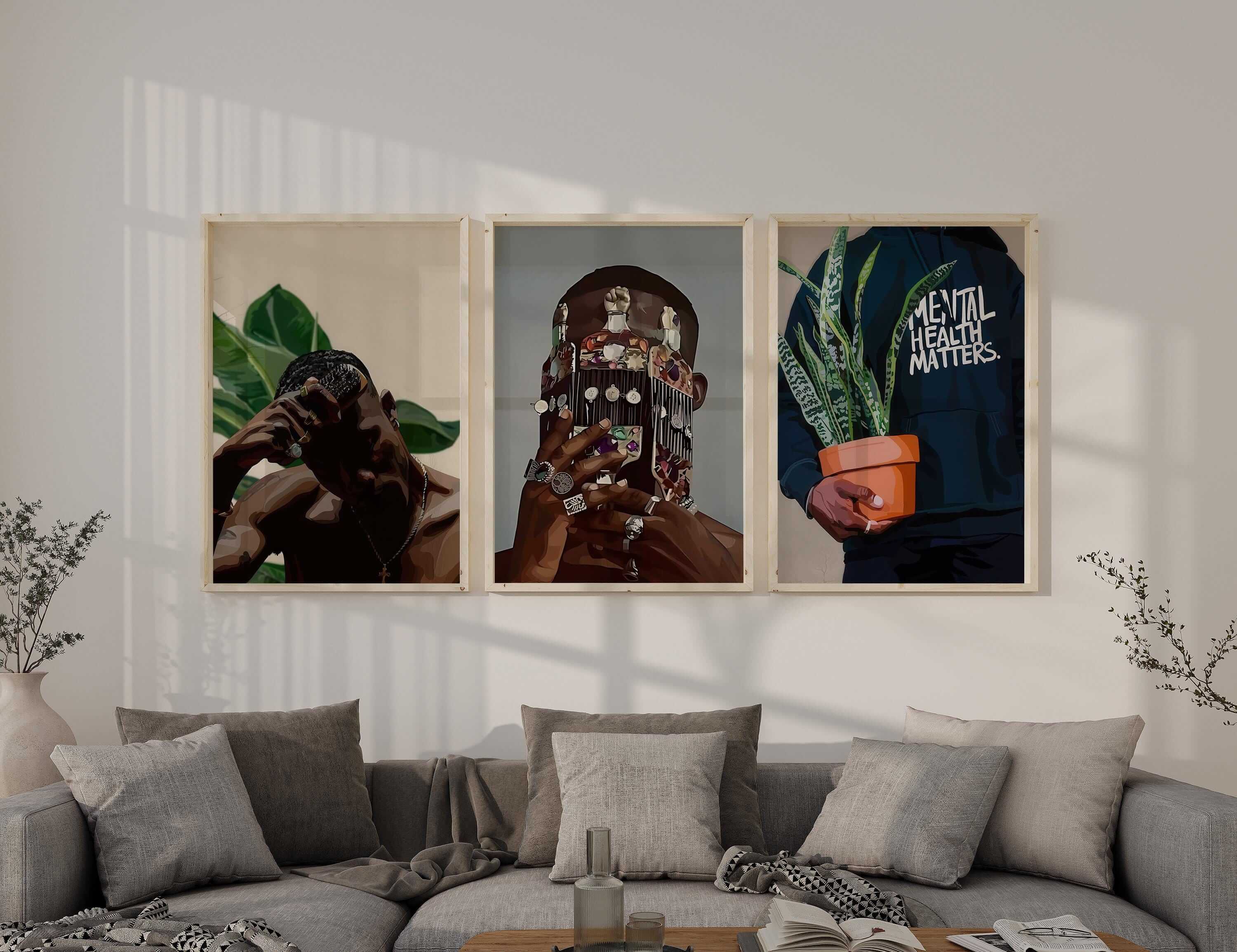 Black Melanin Art Set of 3 - Haus of Prints