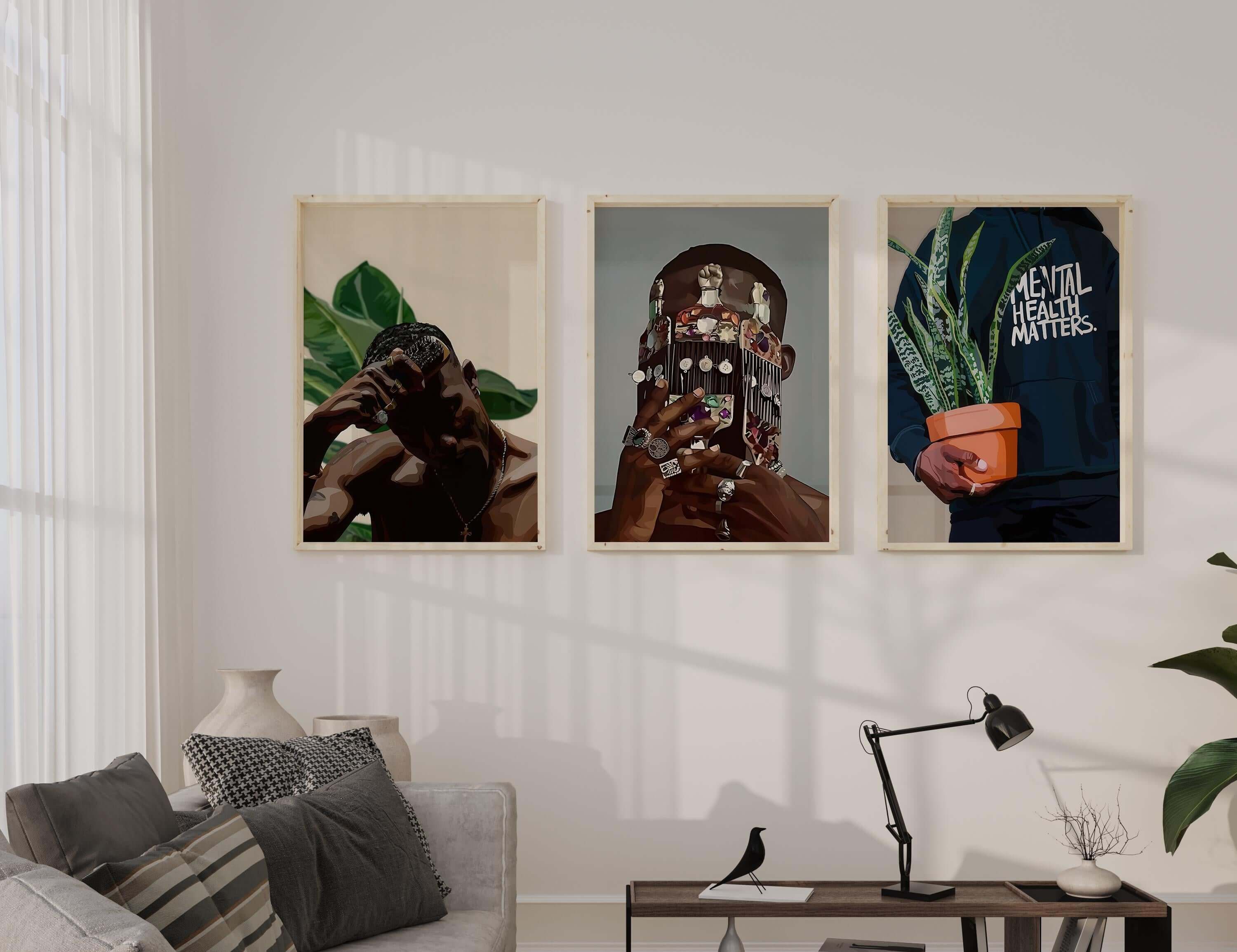 Black Melanin Art Set of 3 - Haus of Prints