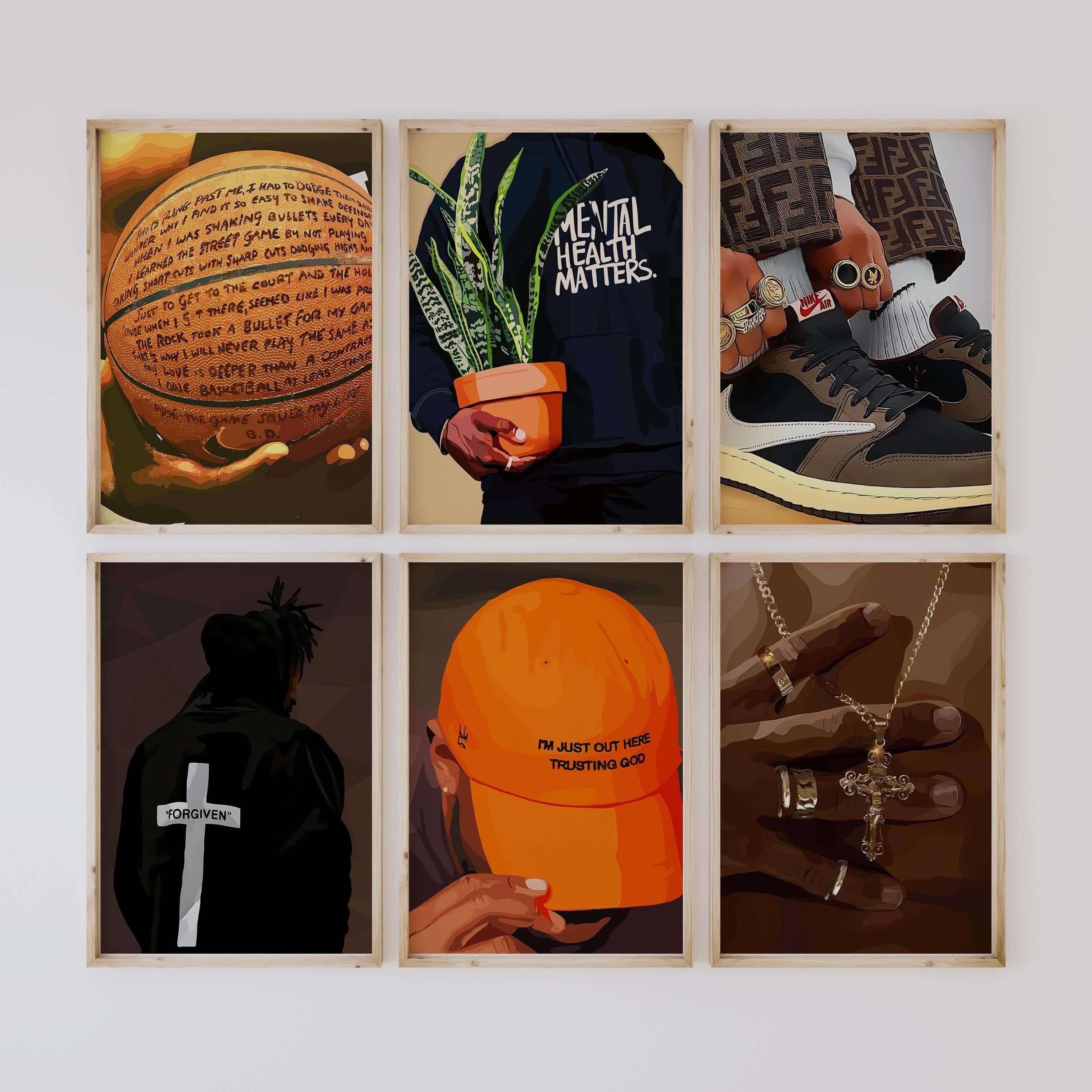 Black Men Urban Poster Set of 6 - Haus of Prints