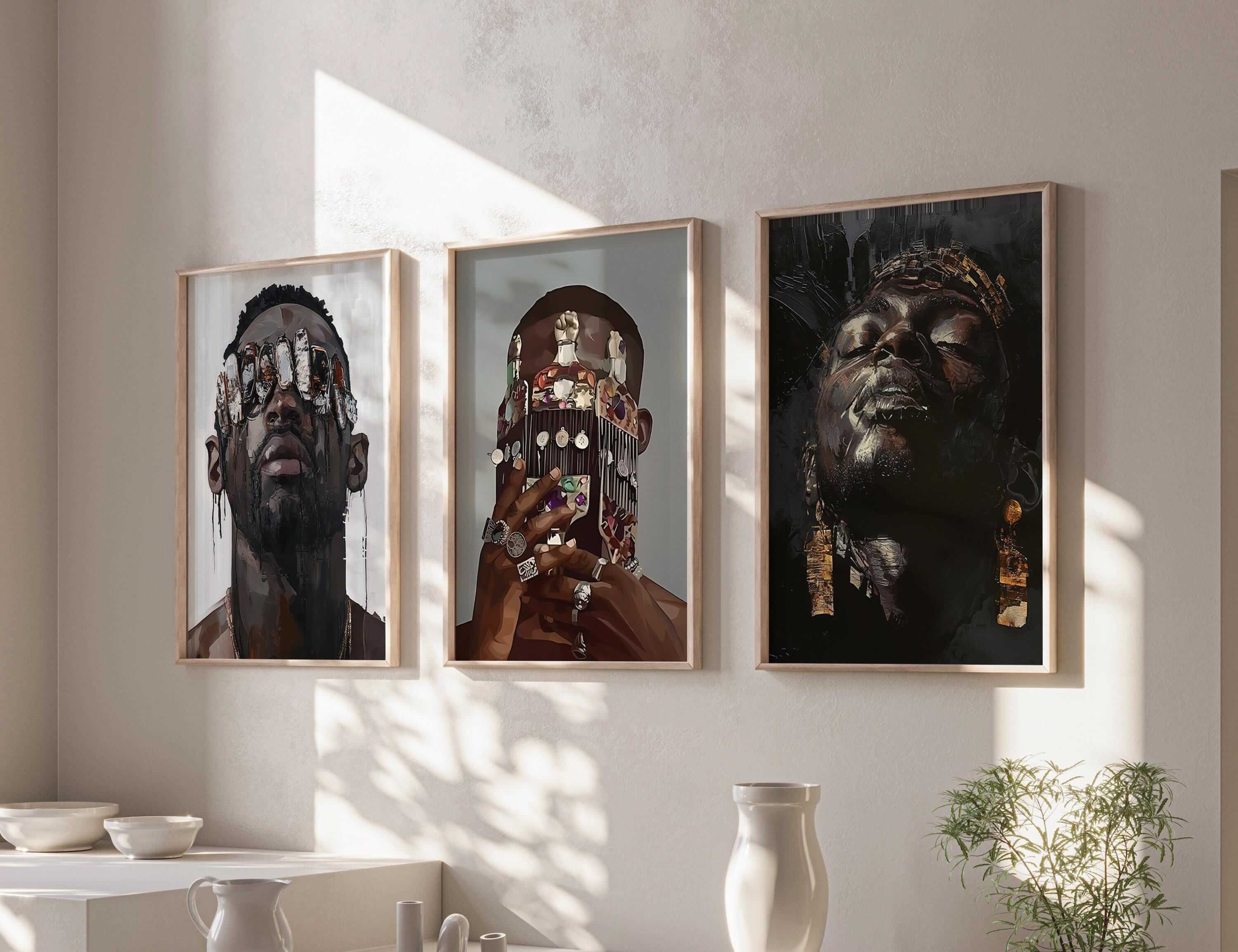 Black Men Wall Art Set of 3 - Haus of Prints