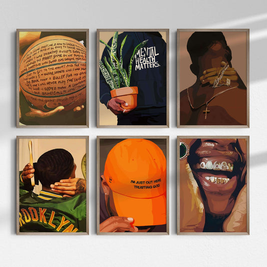Black Men Wall Art Set of 6 - Printable Wall Art by Haus of Prints