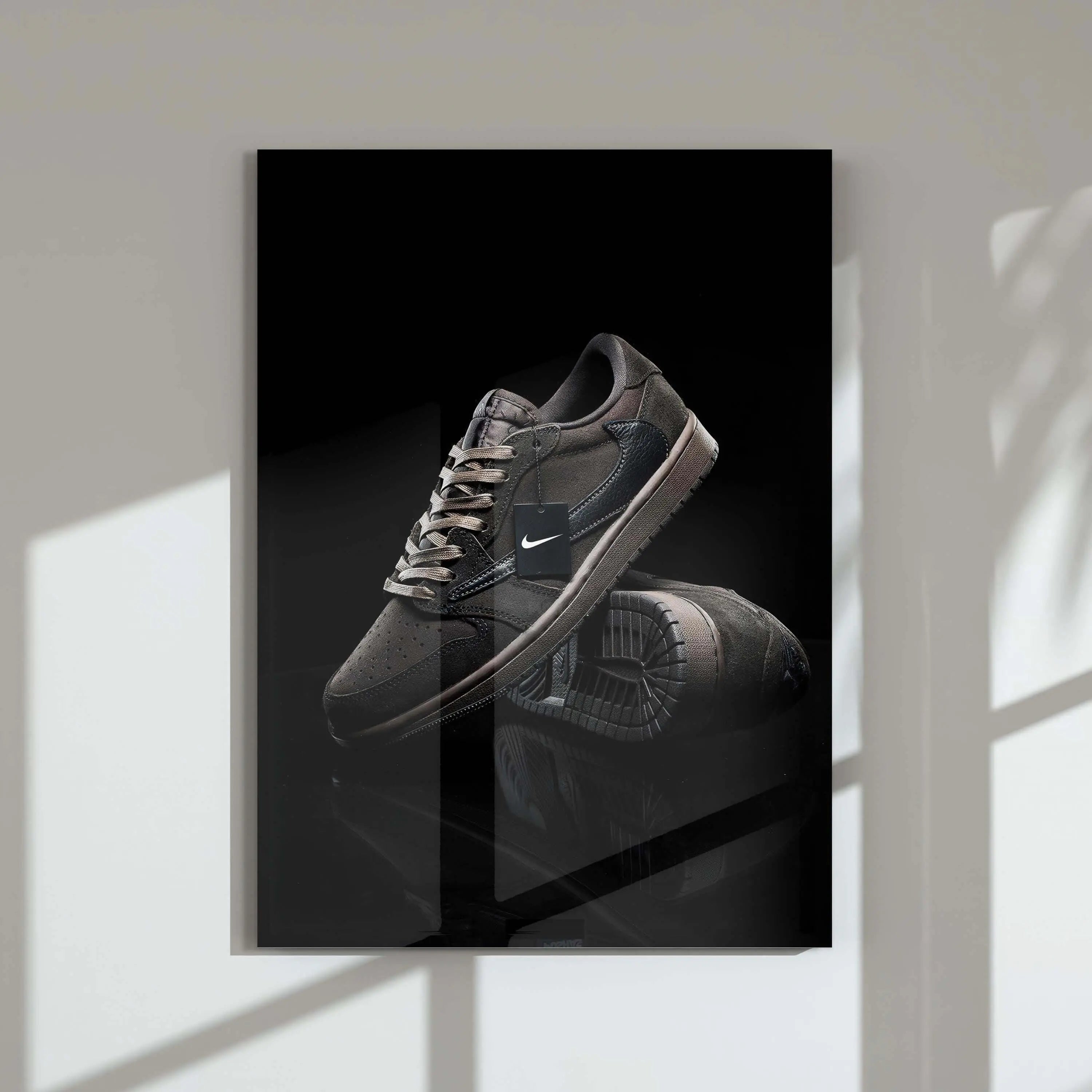 Black Sneaker Wall Art Set of 3 featuring detailed sneaker art as printable modern wall decor in a stylish living room — Haus of Prints.