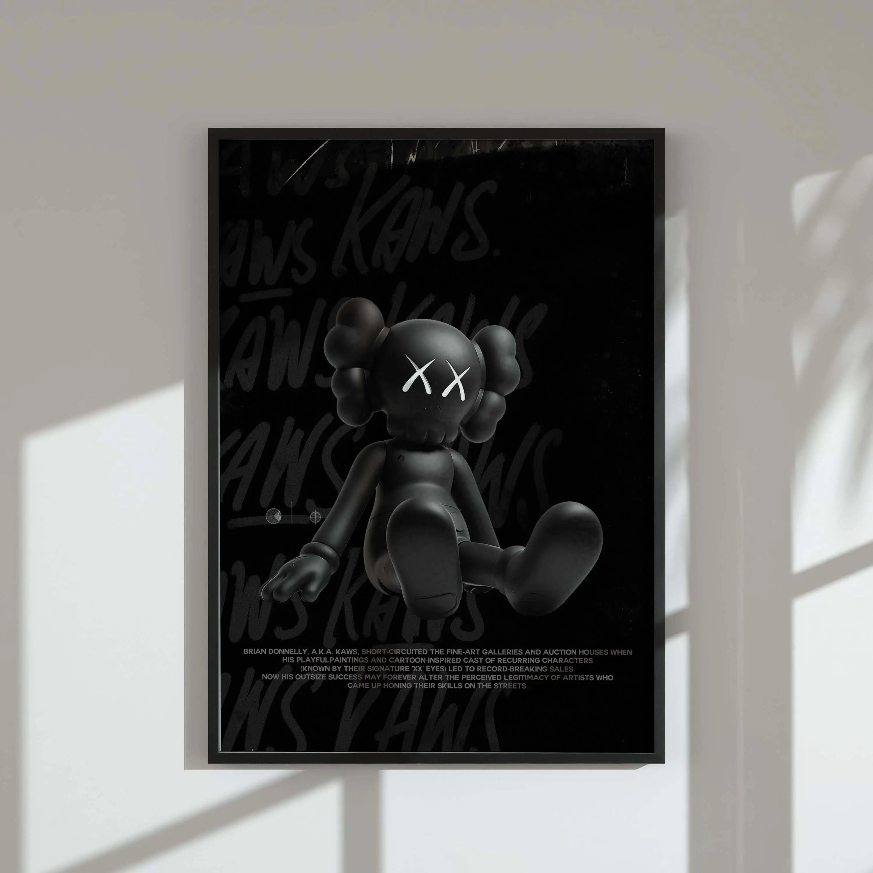 Black Urban Wall Art Set of 3 featuring bold digital wall art with urban character design in black, framed in a modern living room by Haus of Prints.