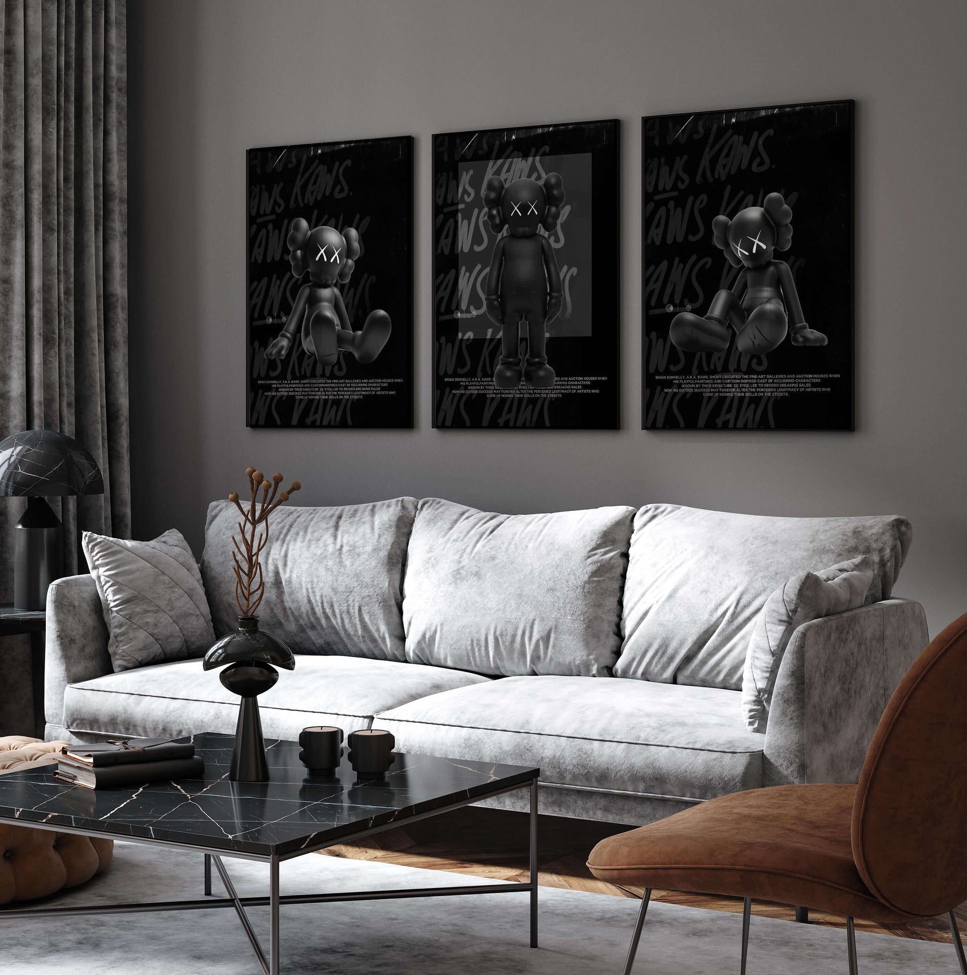Black Urban Wall Art Set of 3 - HYPEBEAST KAWS Digital Wall Art Print - [collection_name] - Instant Download by Haus of Prints