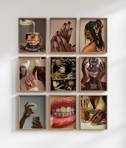 Black Woman Printable Art Print Set of 9 - Haus of Prints