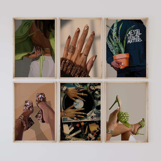 Black Woman Wall Art Prints Set of 6 - Printable Wall Art by Haus of Prints
