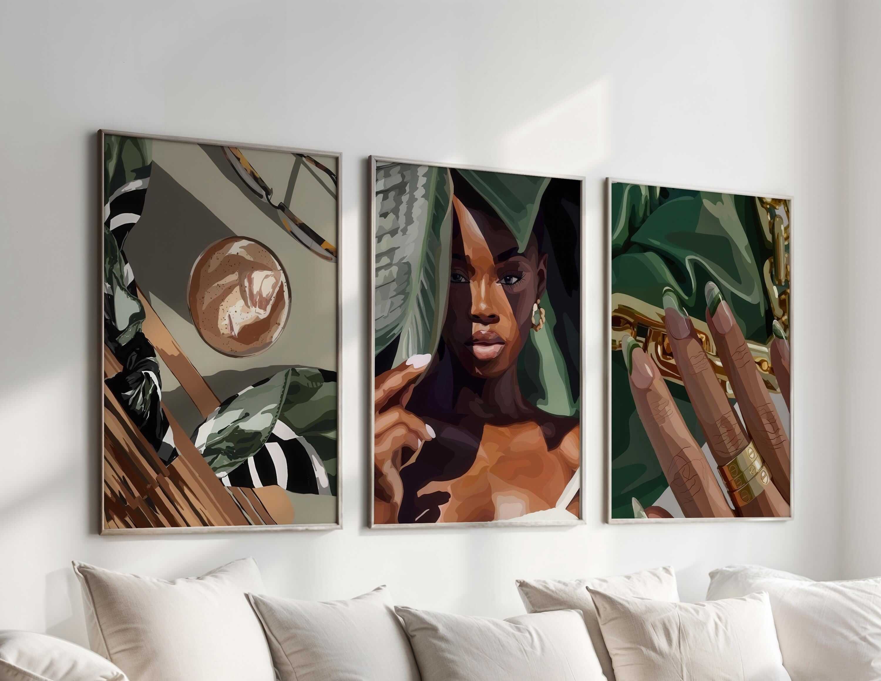 Black Woman Wall Art Set of 3 - Haus of Prints
