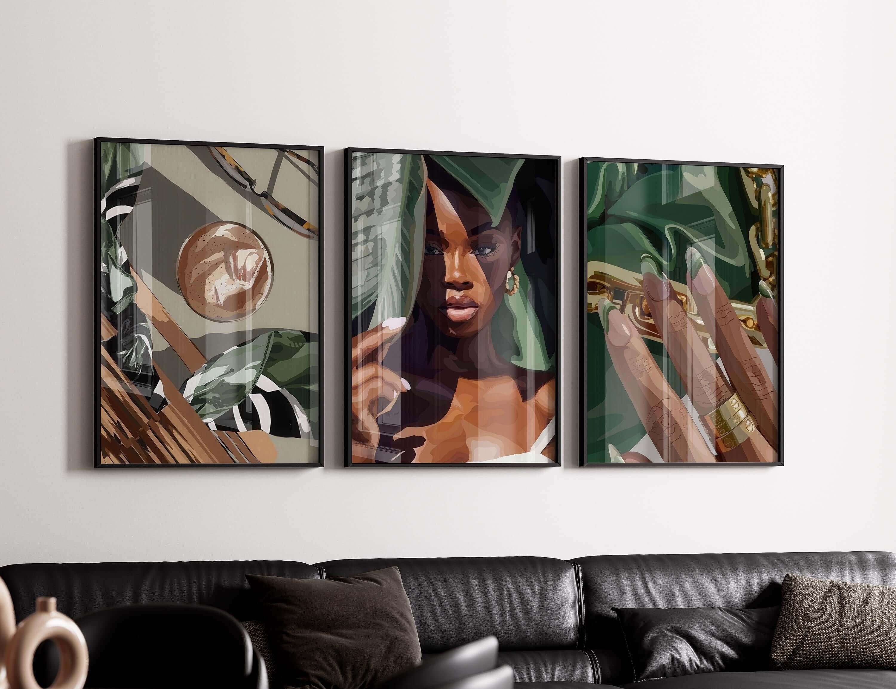 Black Woman Wall Art Set of 3 - Haus of Prints