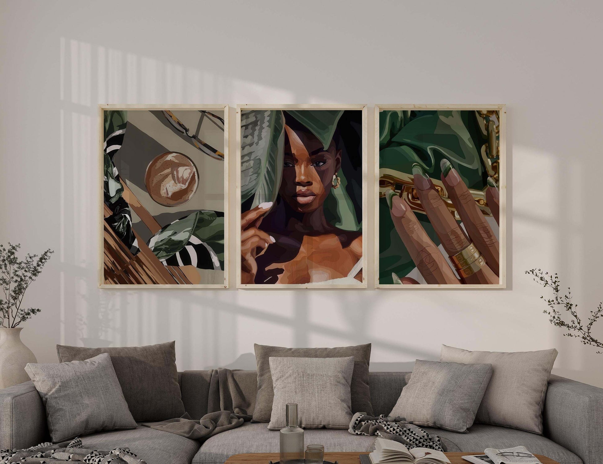 Black Woman Wall Art Set of 3 - Haus of Prints