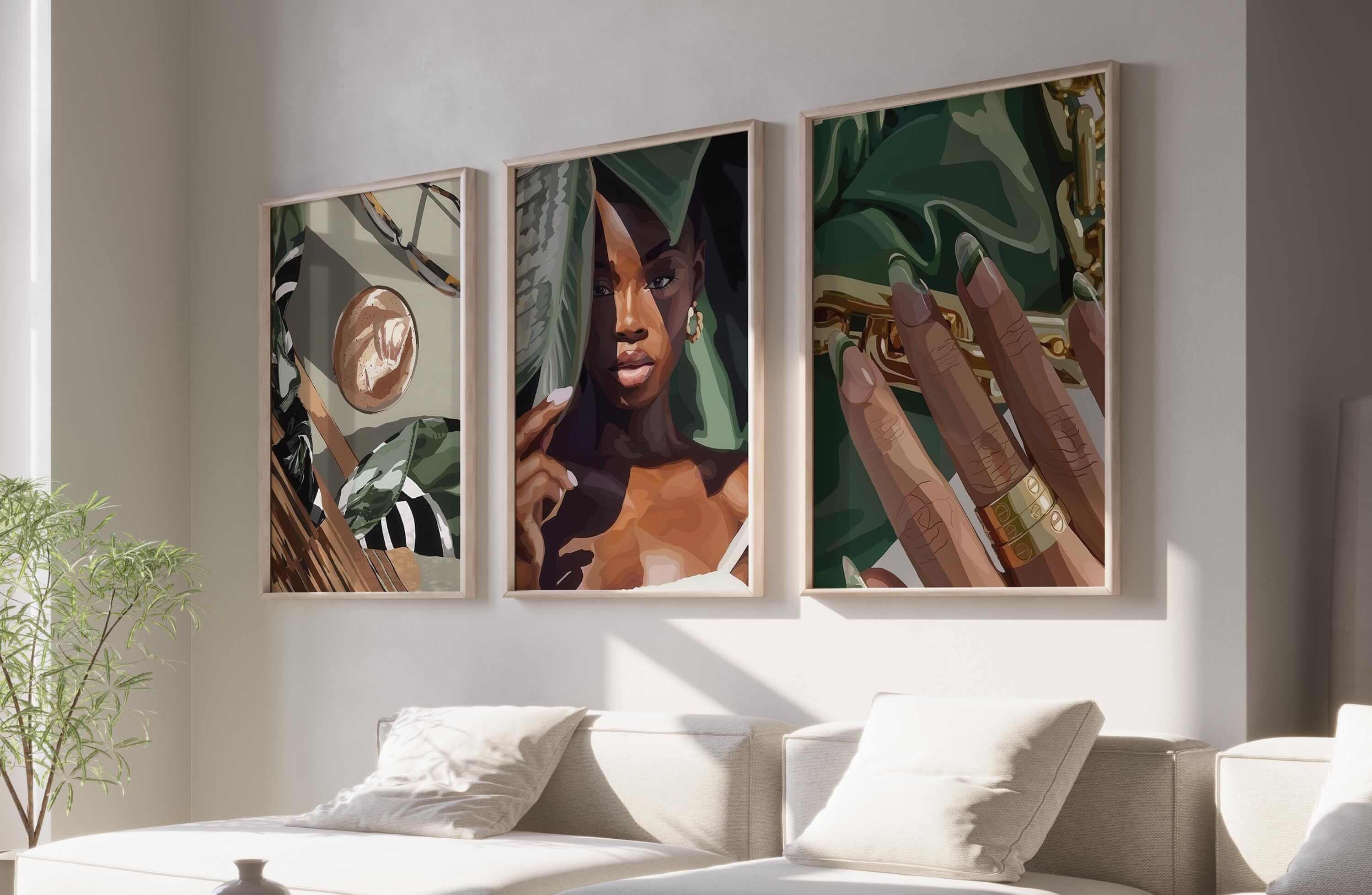 Black Woman Wall Art Set of 3 - Haus of Prints
