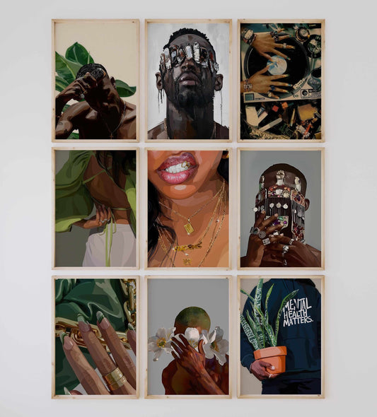 Black Women Wall Art Set of 9 Prints - Printable Wall Art by Haus of Prints