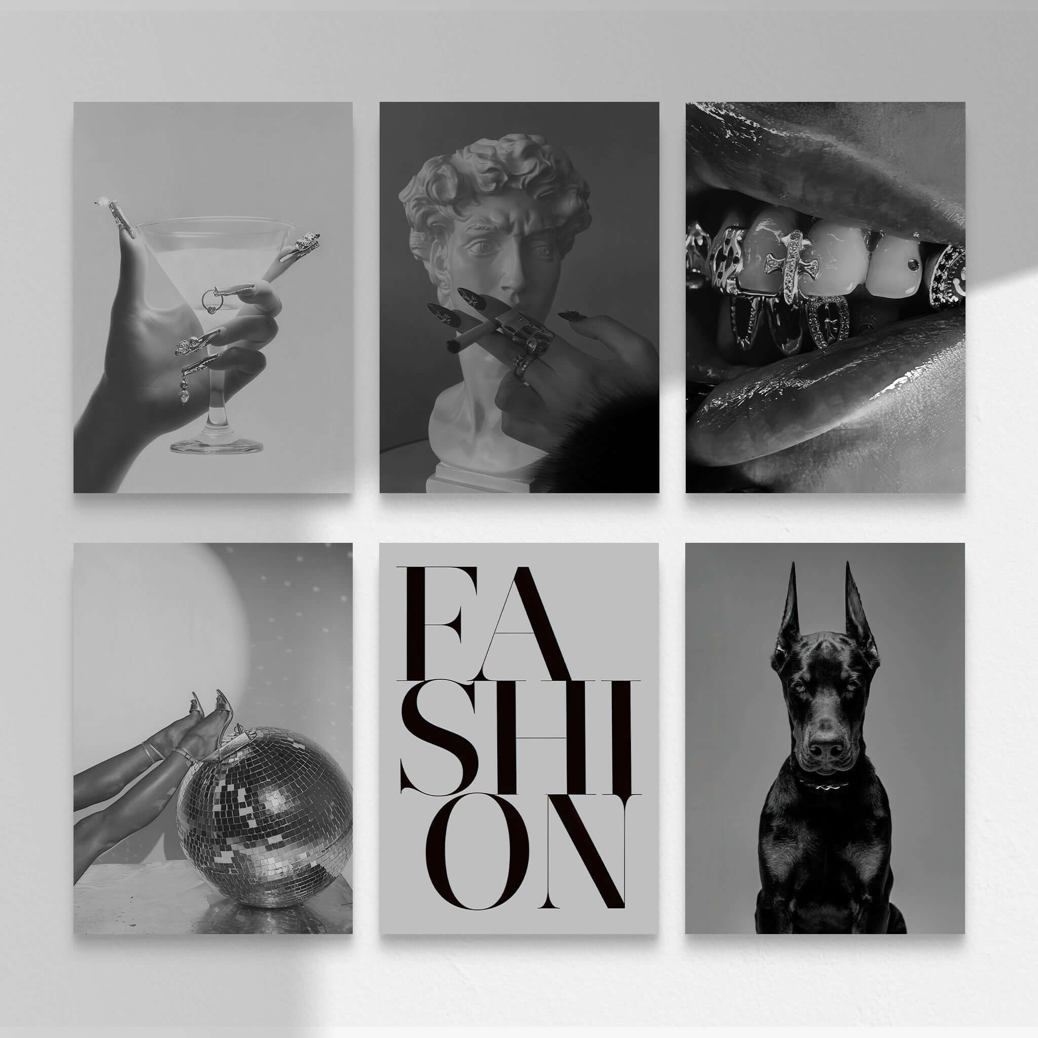 Black and White Designer Wall Art Set of 6 - Haus of Prints