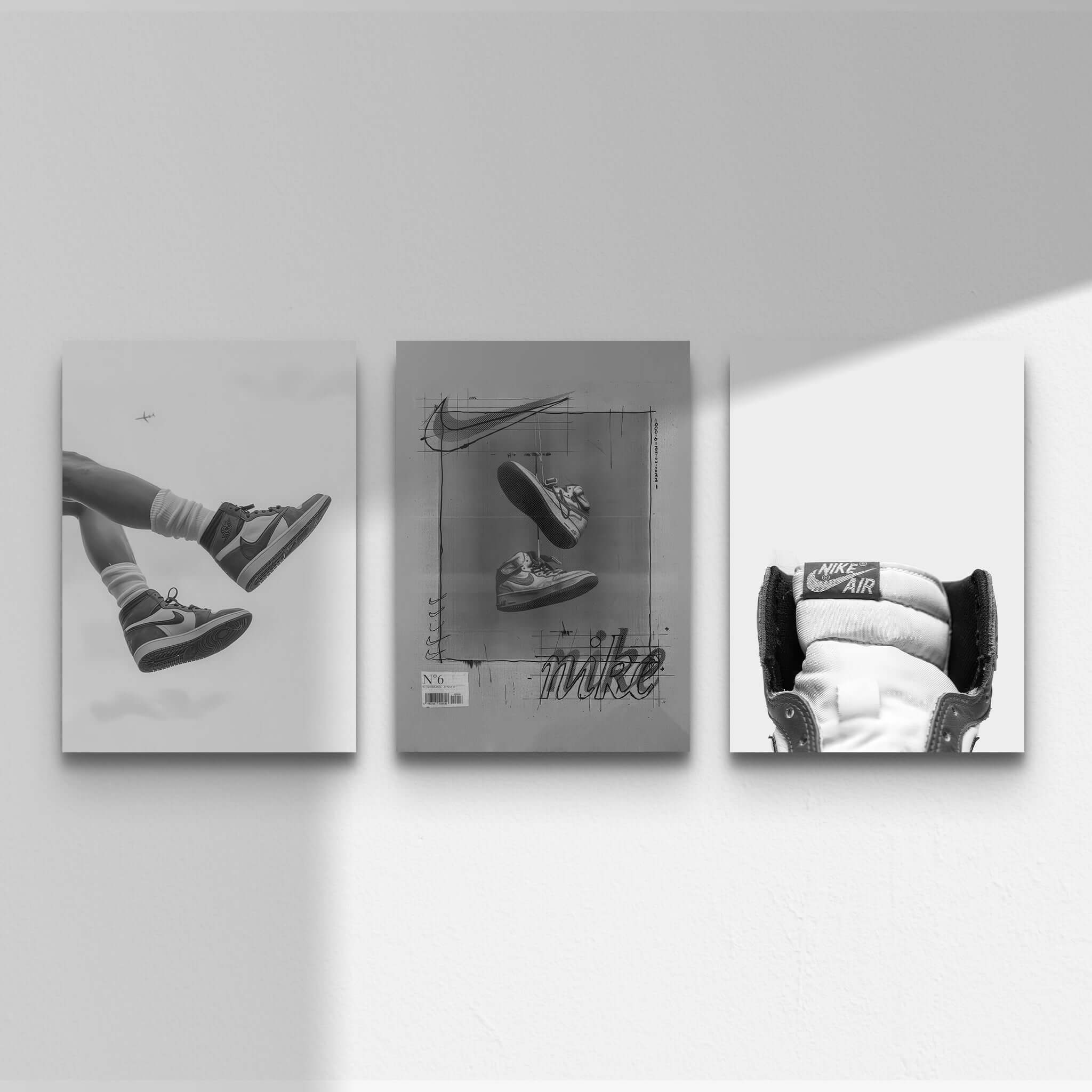 Black and White Sneaker Poster Set of 3 - Haus of Prints