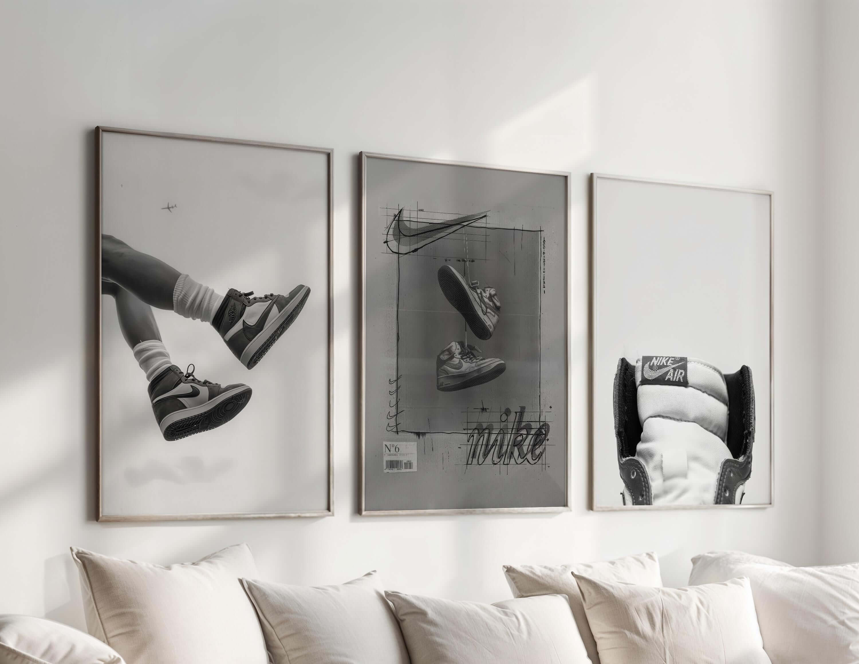 Black and White Sneaker Poster Set of 3 - Haus of Prints