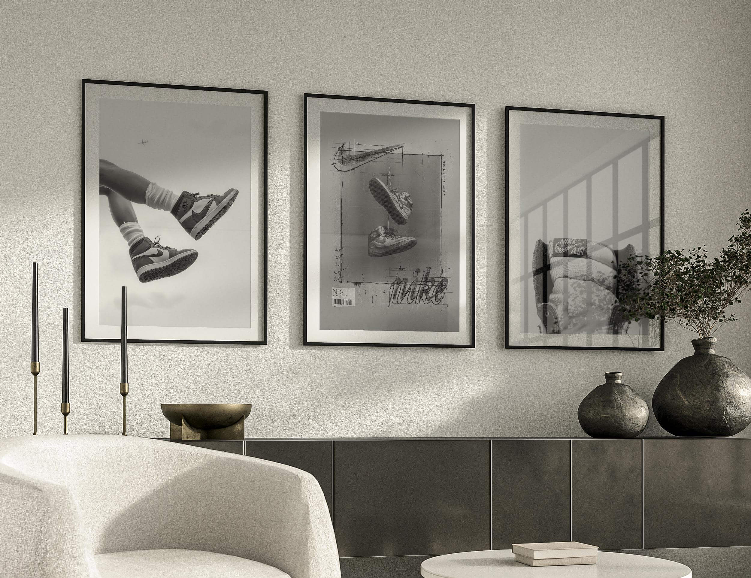 Black and White Sneaker Poster Set of 3 - Haus of Prints