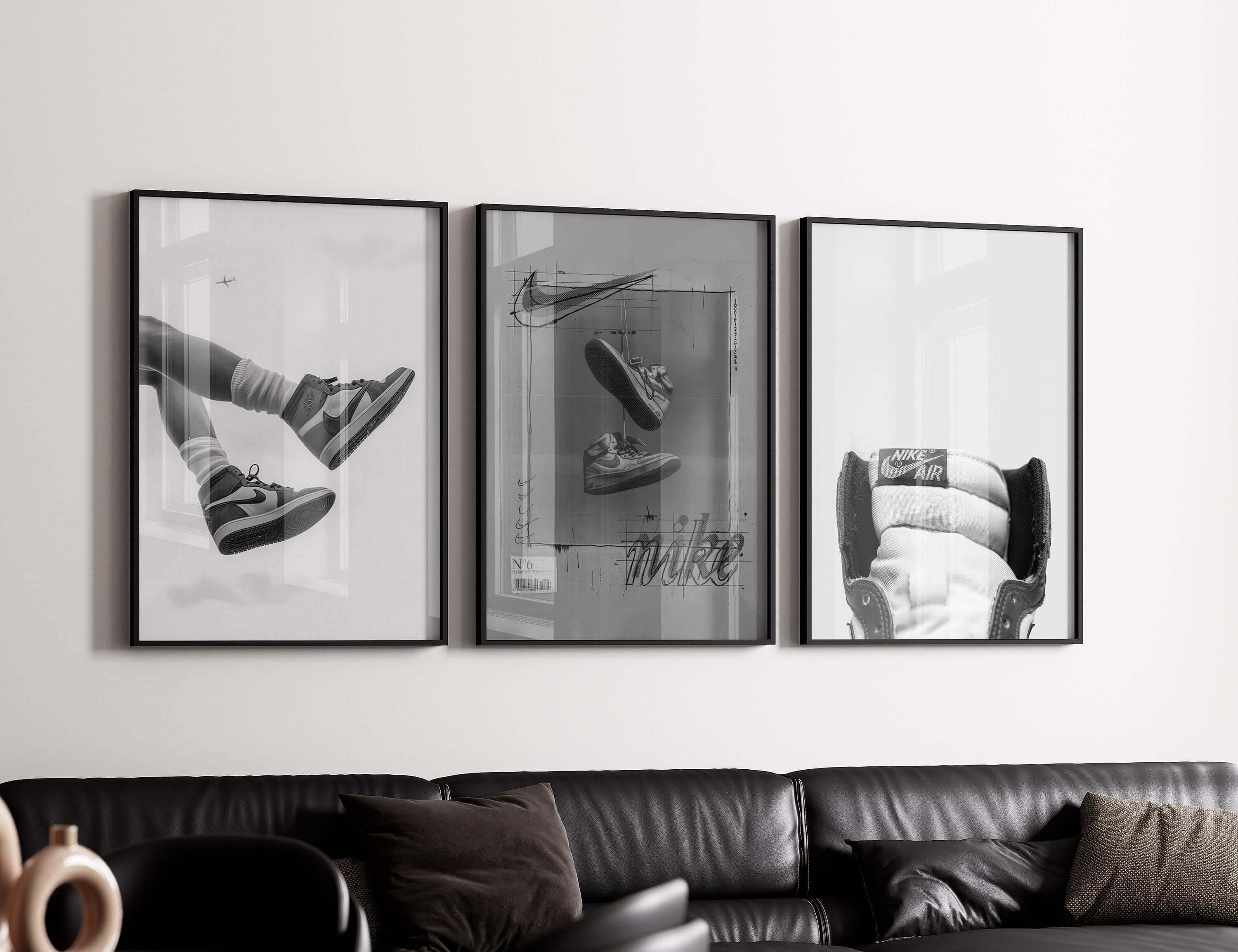 Black and White Sneaker Poster Set of 3 - Haus of Prints