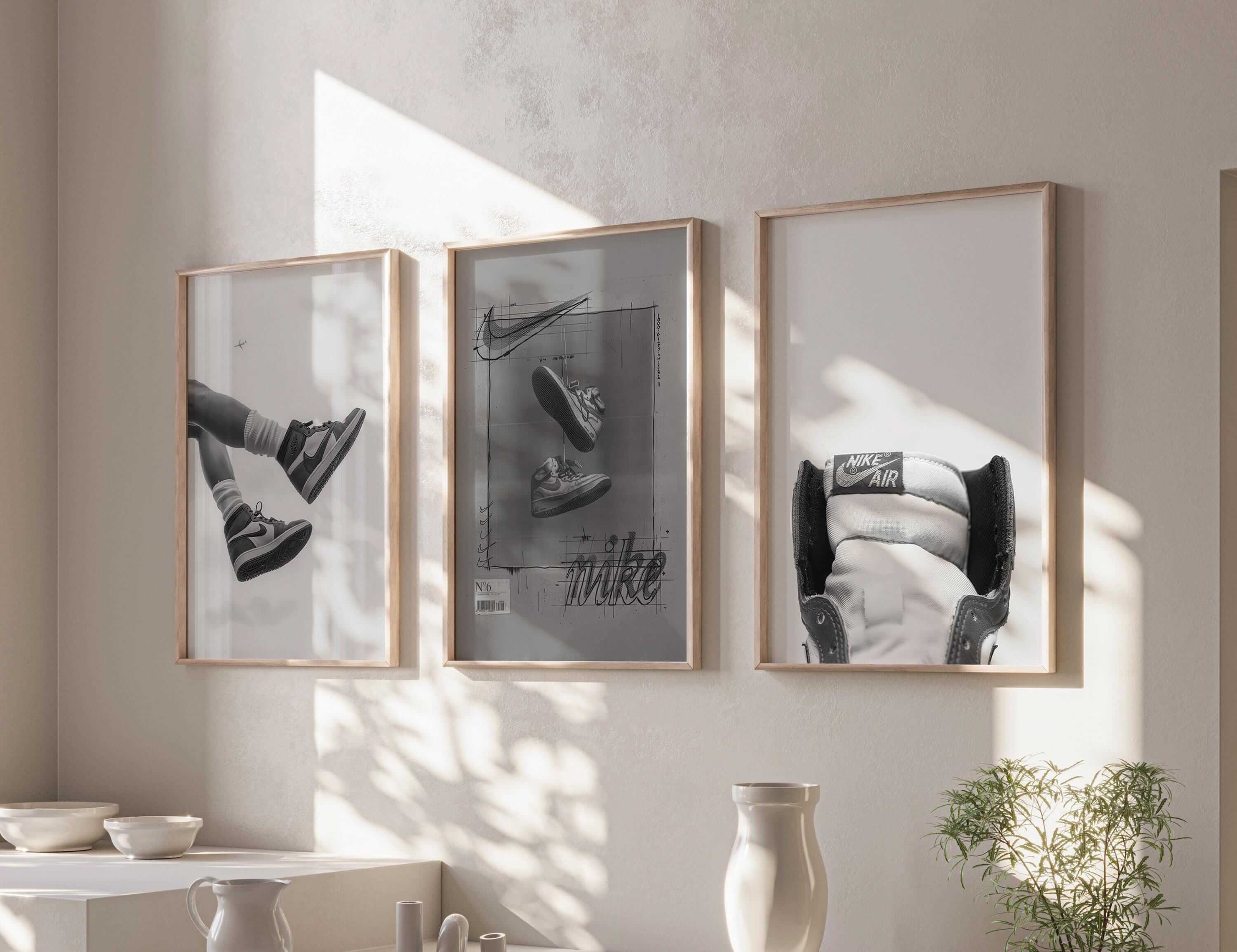 Black and White Sneaker Poster Set of 3 - Haus of Prints