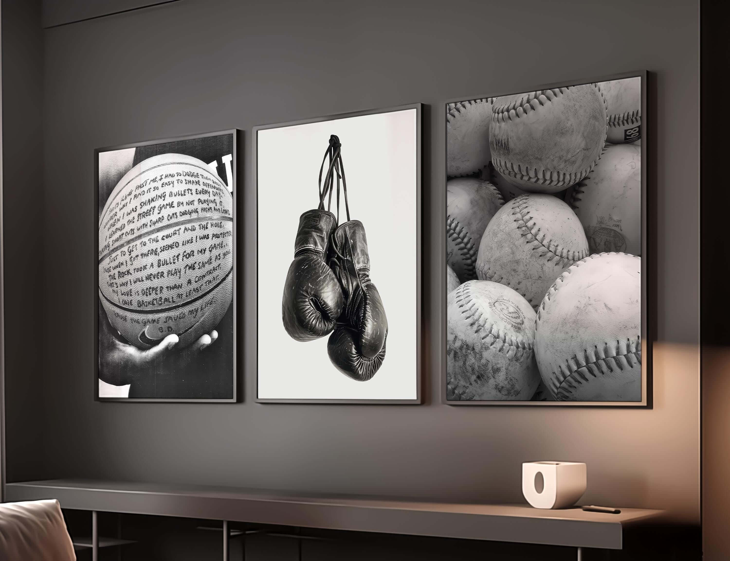 Black and White Sports Poster Set of 3 - Haus of Prints