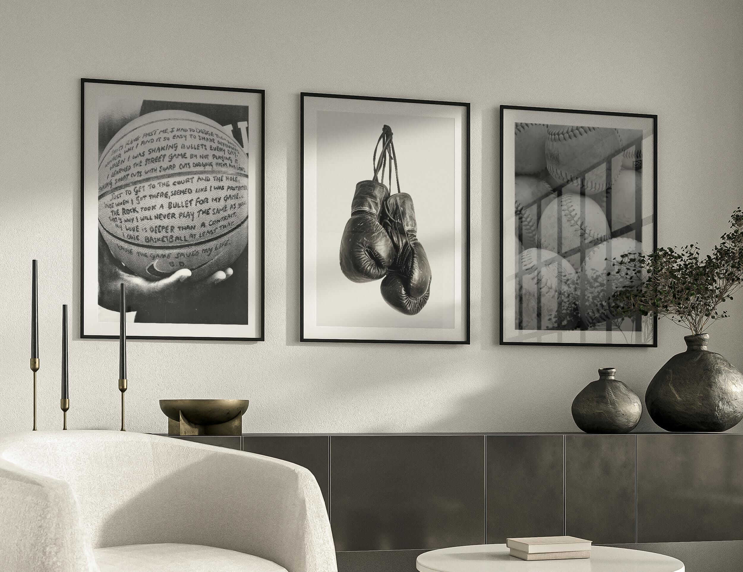 Black and White Sports Poster Set of 3 - Haus of Prints