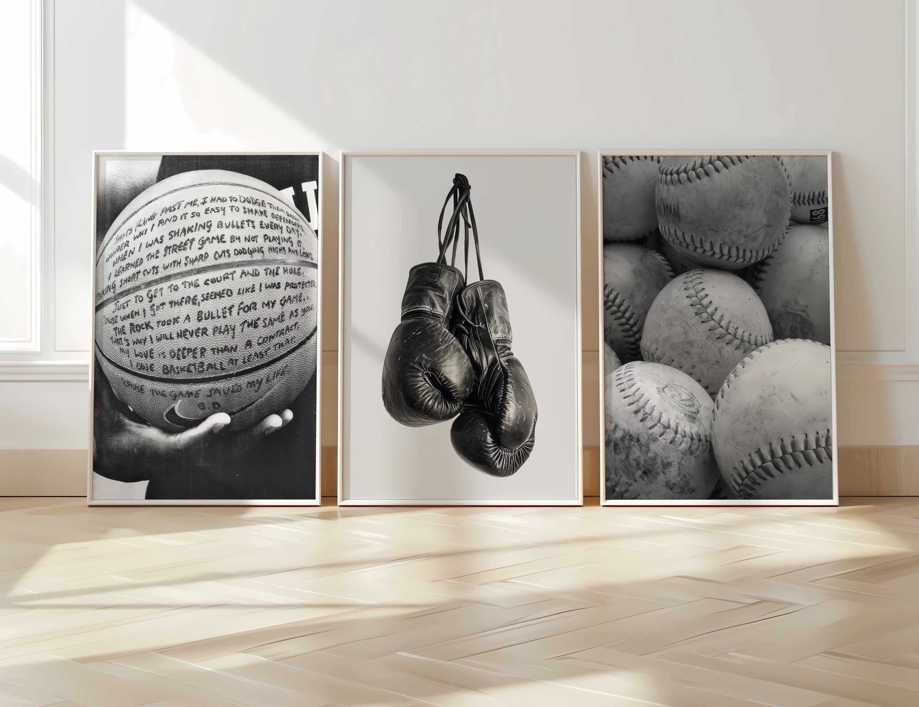 Black and White Sports Poster Set of 3 - Haus of Prints