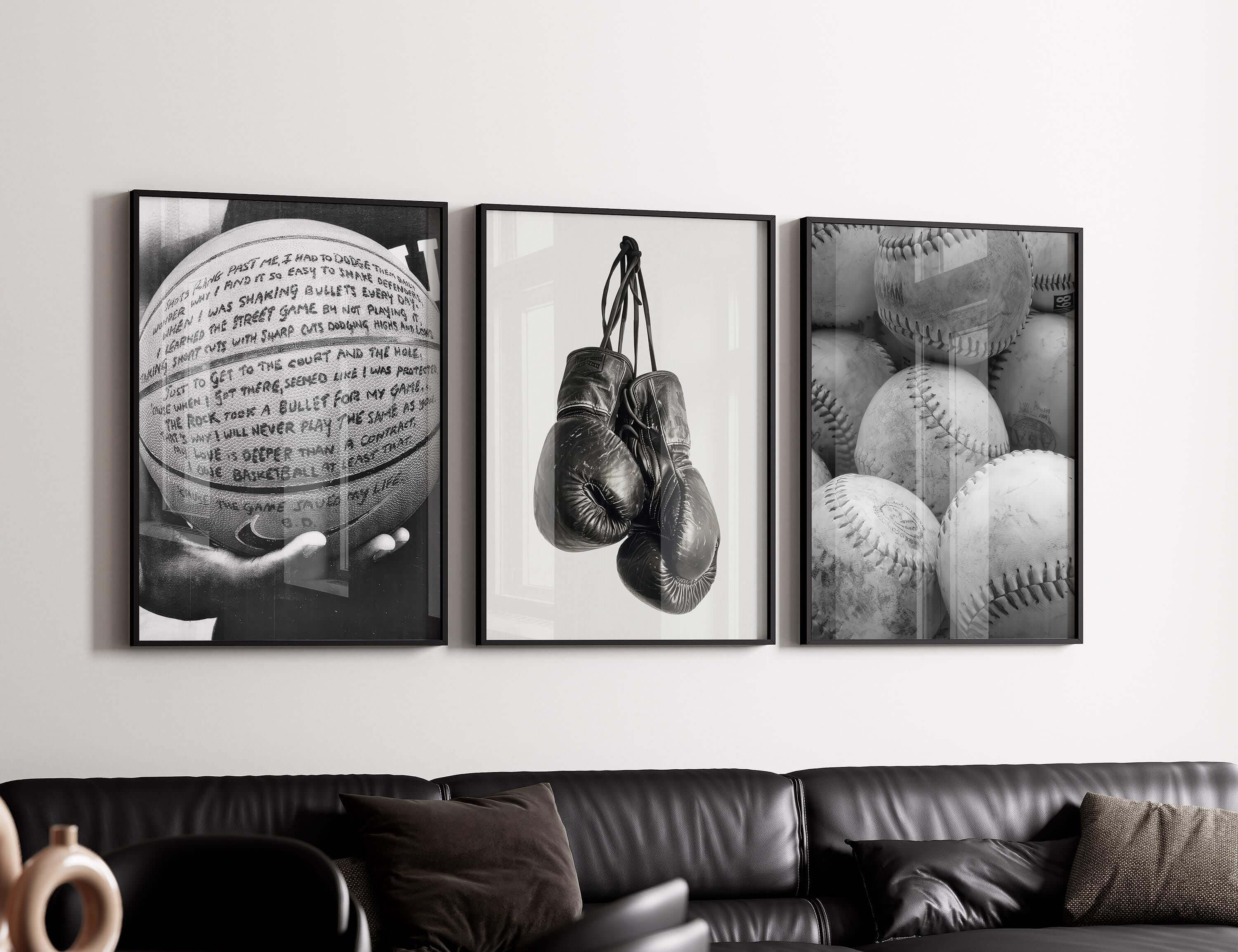 Black and White Sports Poster Set of 3 - Haus of Prints