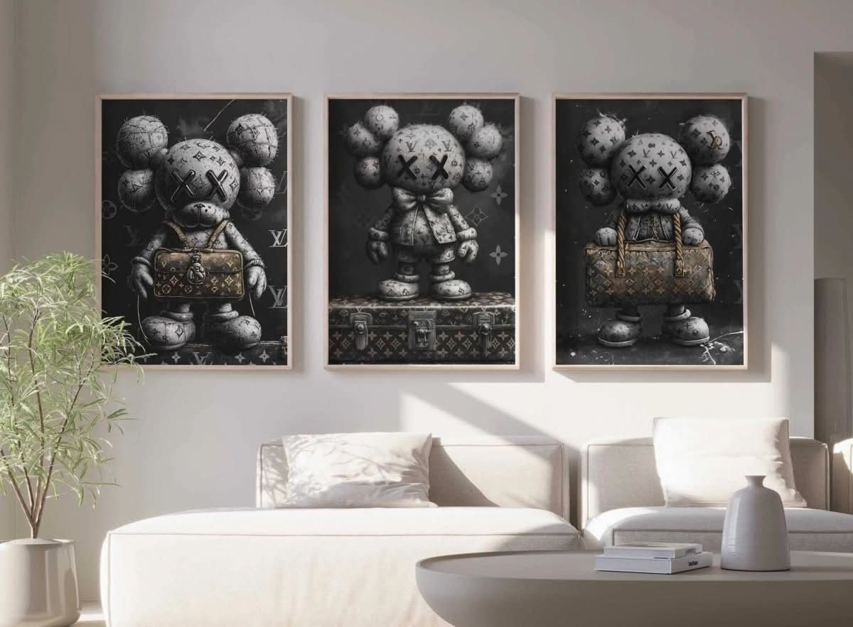 HYPEBEAST KAWS poster showing whimsical character design against a dark backdrop.