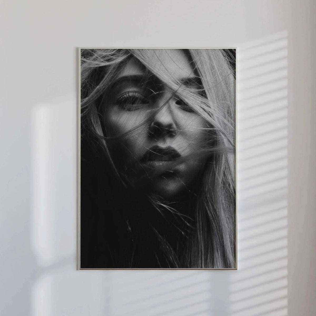 Close-up of an elegant leopard in a Fashion Home Decor Poster, capturing fierce beauty in black and white.