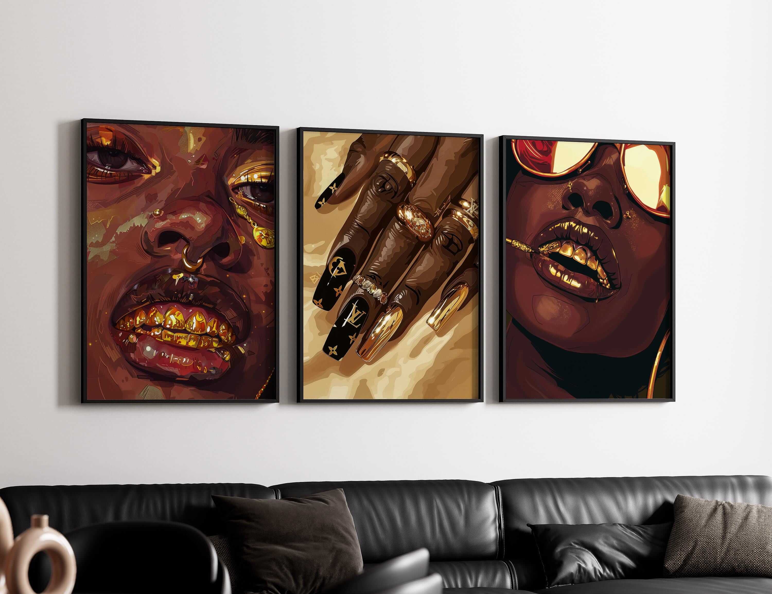 Gold Black Woman Poster Set of 3 - Haus of Prints
