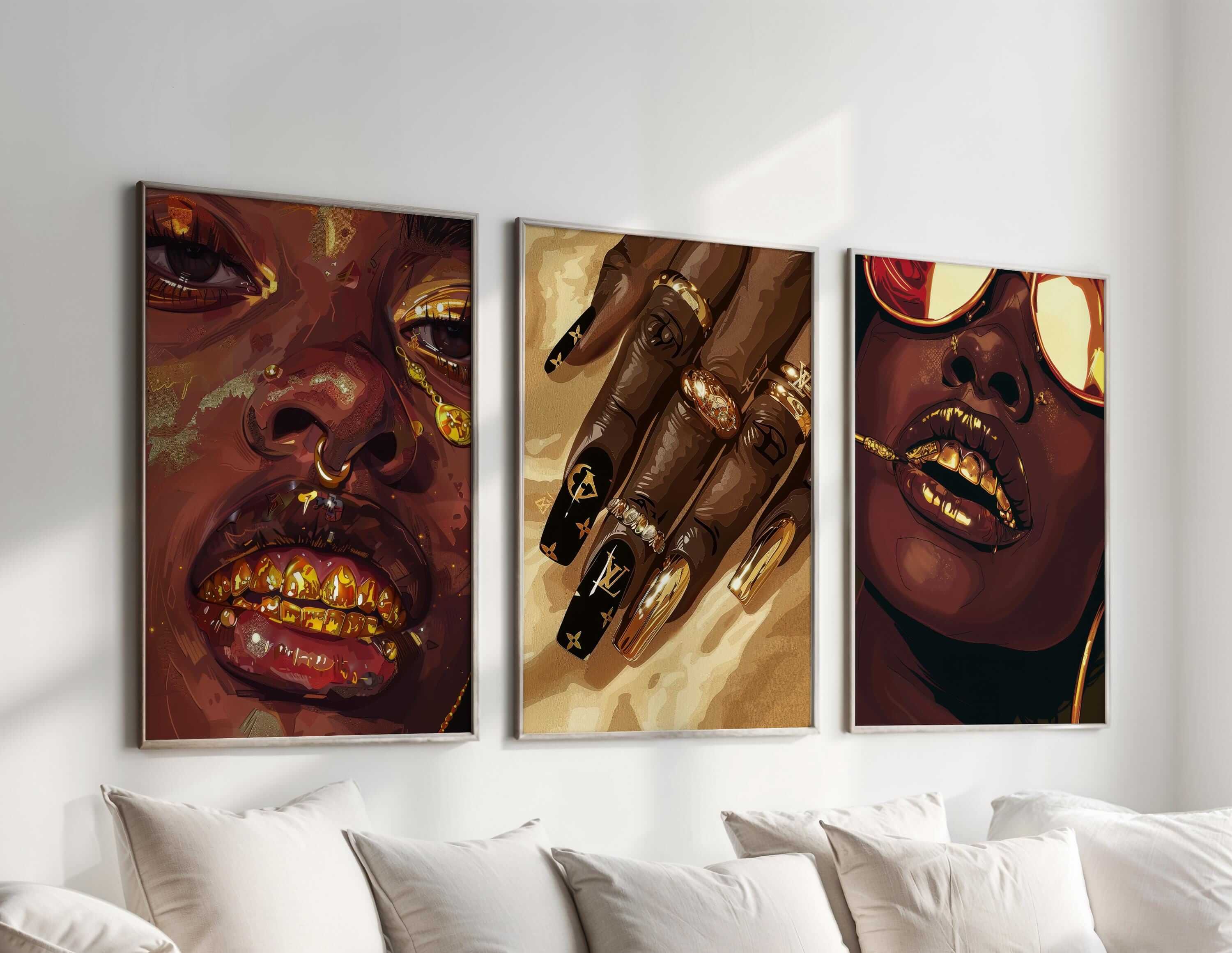 Gold Black Woman Poster Set of 3 - Haus of Prints