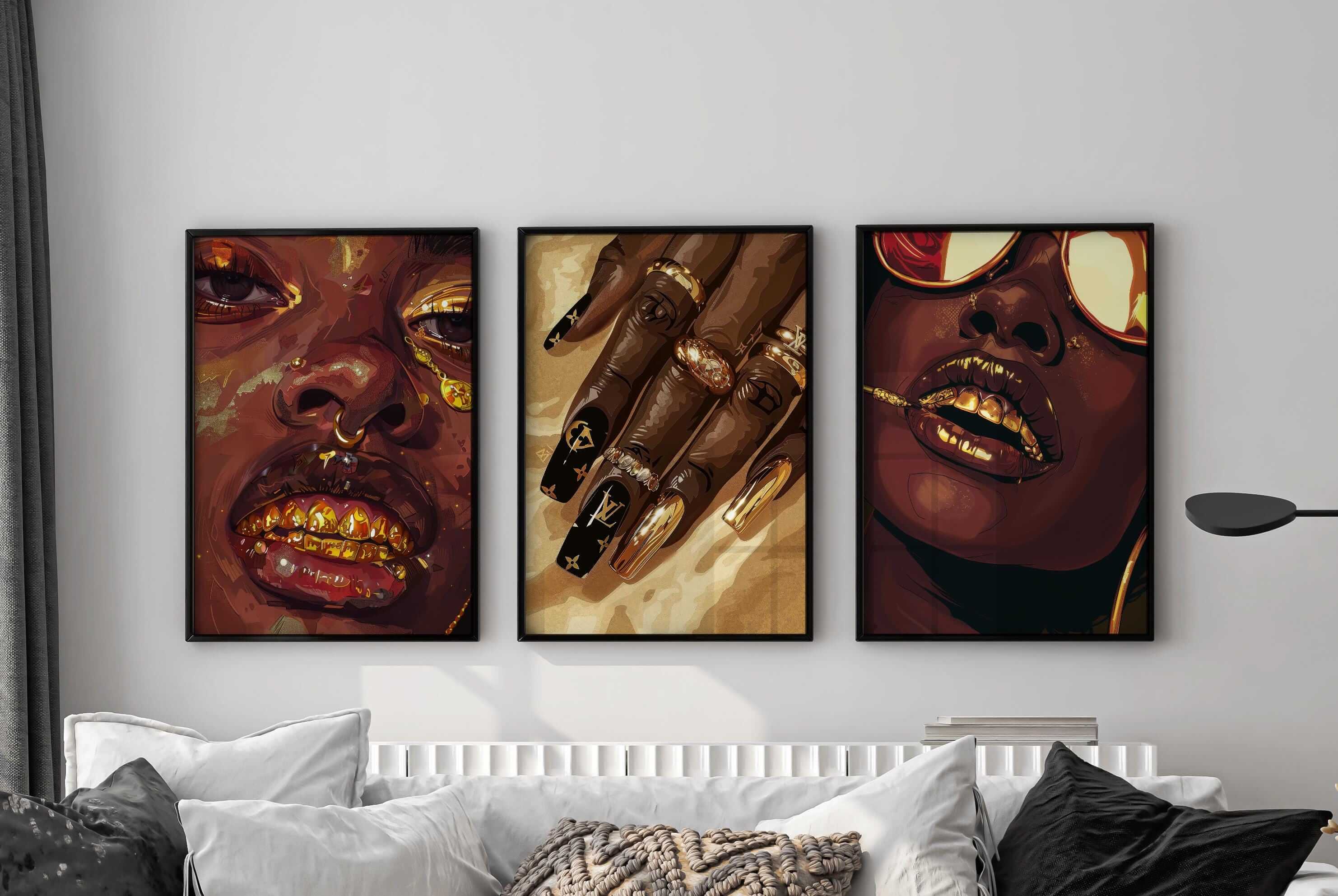 Gold Black Woman Poster Set of 3 - Haus of Prints