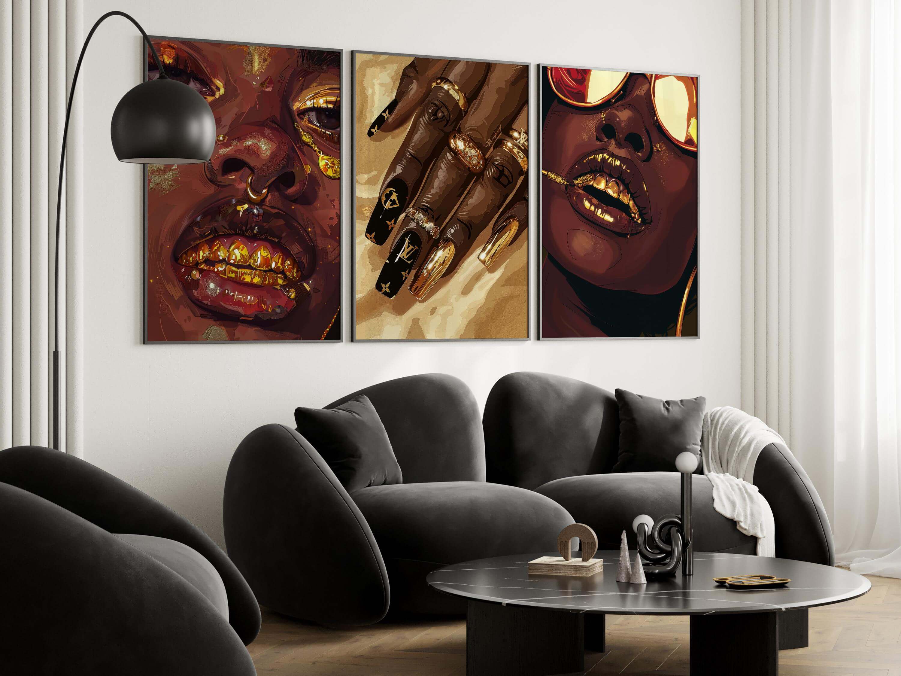 Gold Black Woman Poster Set of 3 - Haus of Prints