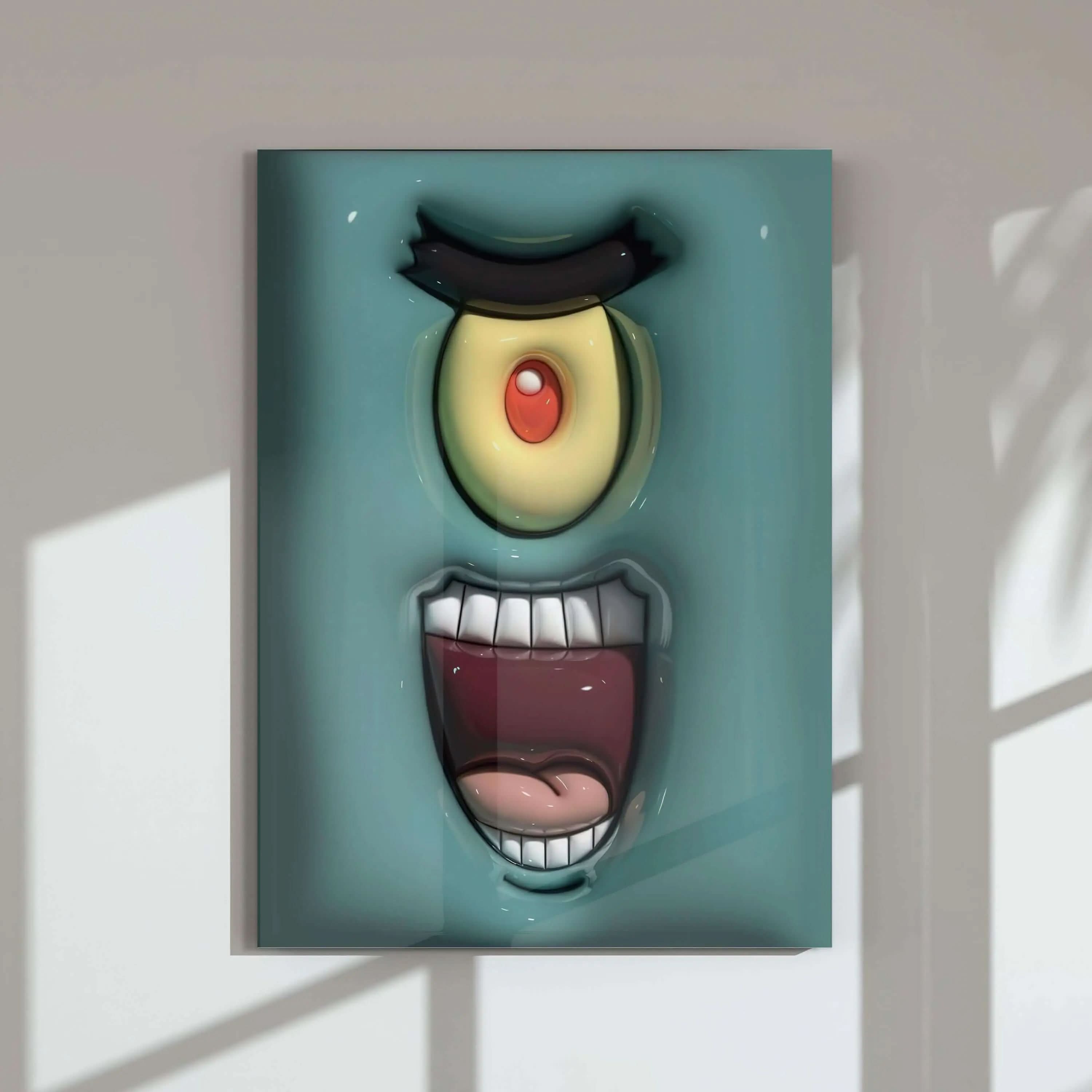 Bold 3D digital wall art featuring expressive sneaker culture face on teal background, perfect for modern home decor — HYPEBEAST 3D Wall Art Set of 54, Haus of Prints.