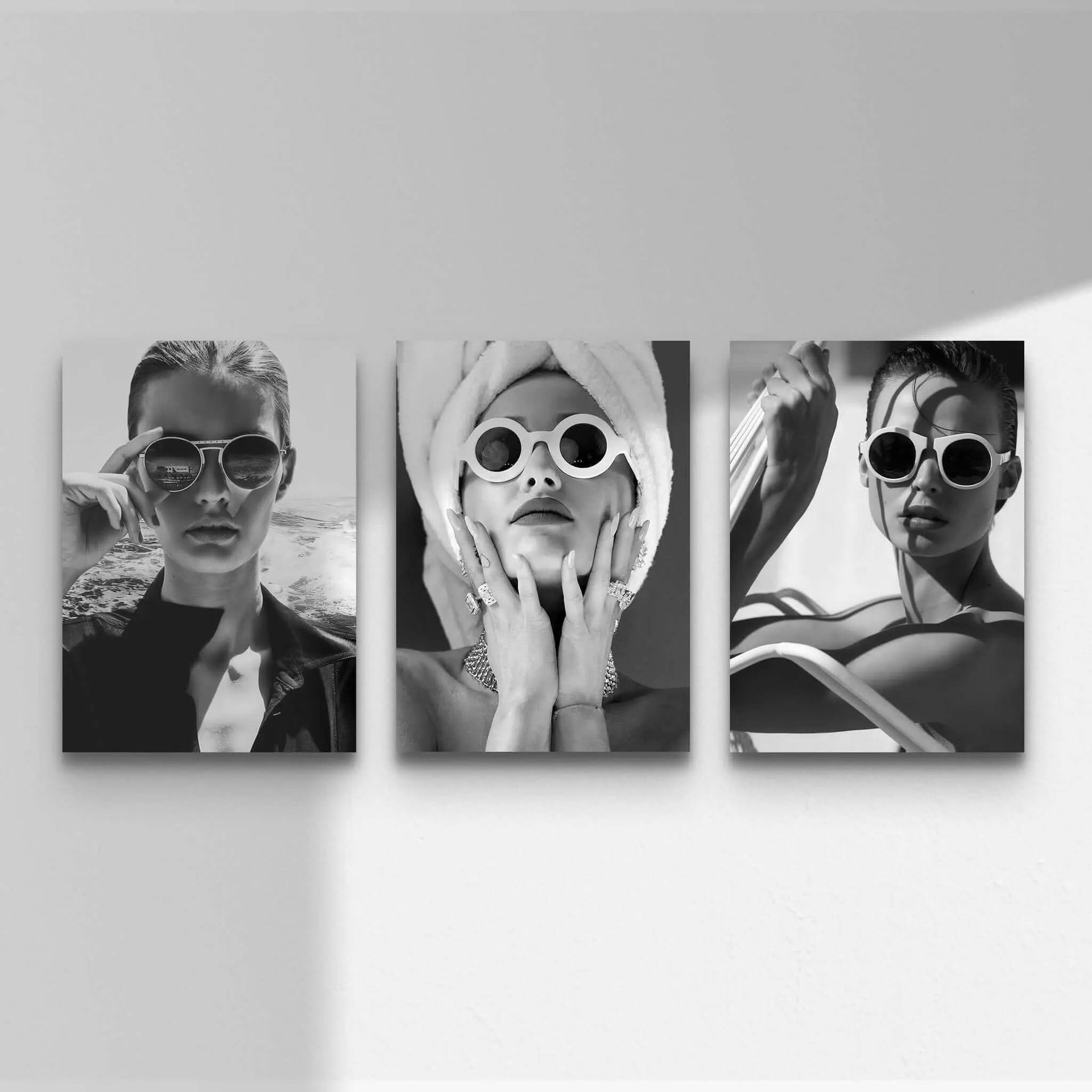 High Fashion Wall Art Set of 3 by Haus of Prints featuring chic designs in black and white perfect for stylish decor.