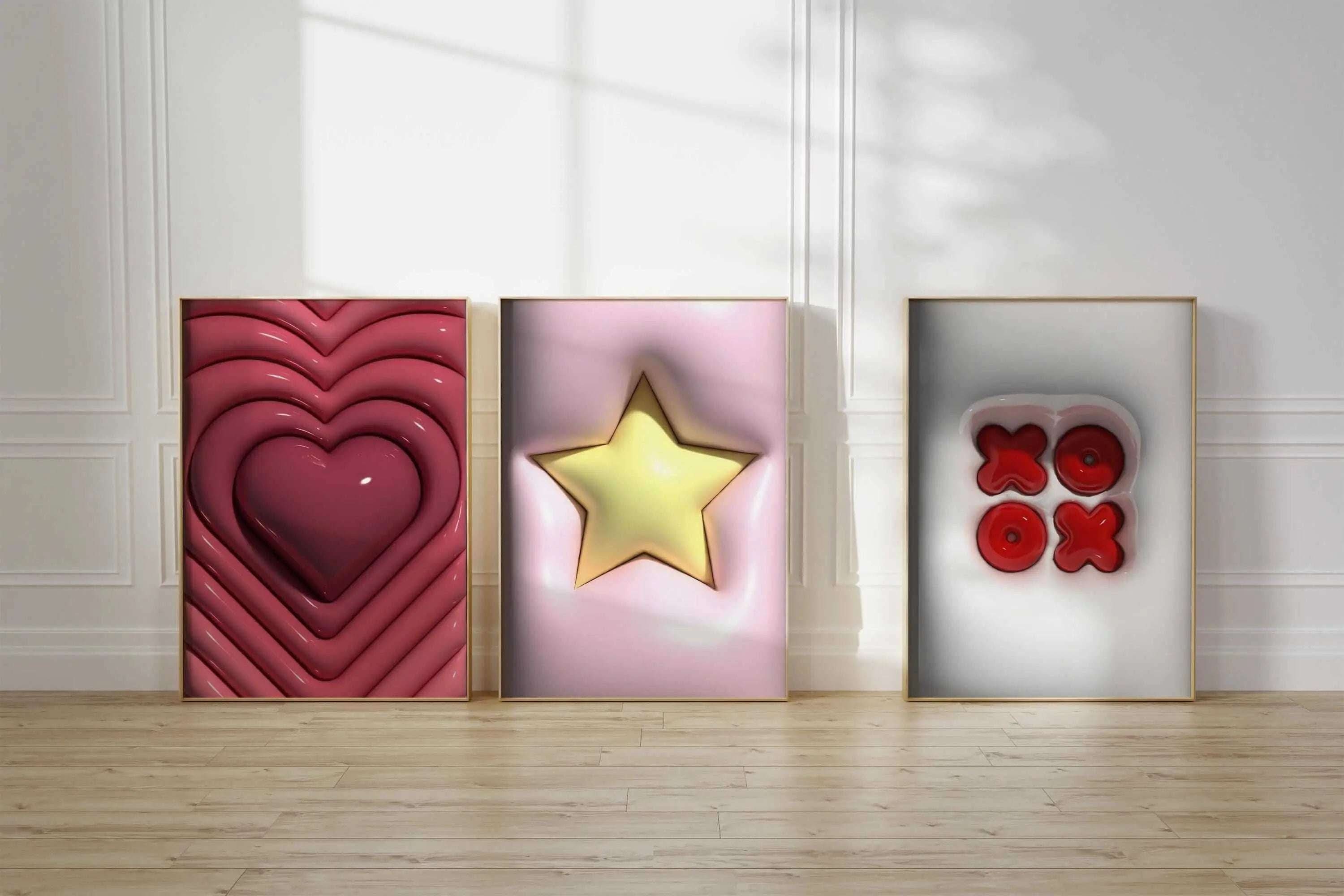 Three-dimensional heart design with layered effects in bold pink, enhancing urban decor aesthetics.