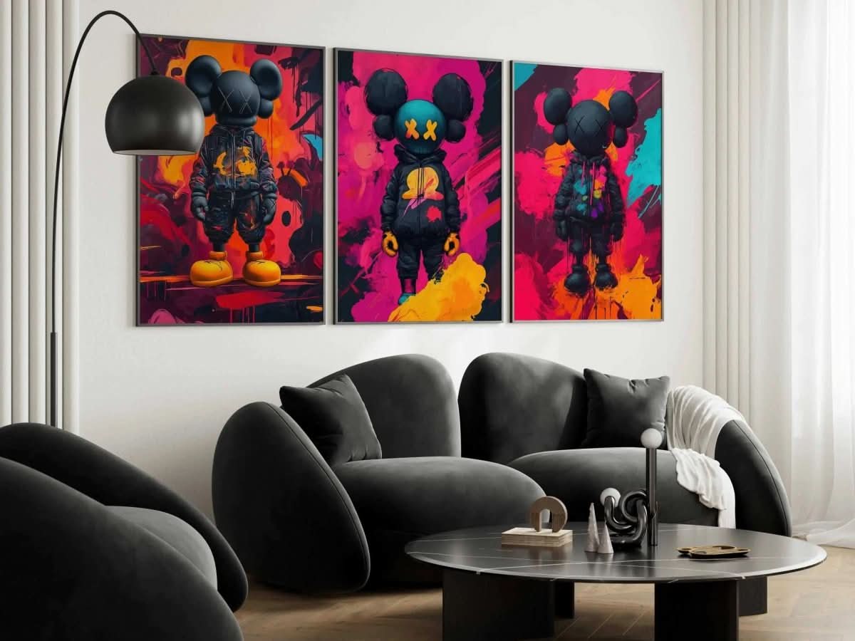 Individual artwork from the Hypebeast Graffiti Wall Art Set displaying striking colors and a unique street art vibe.