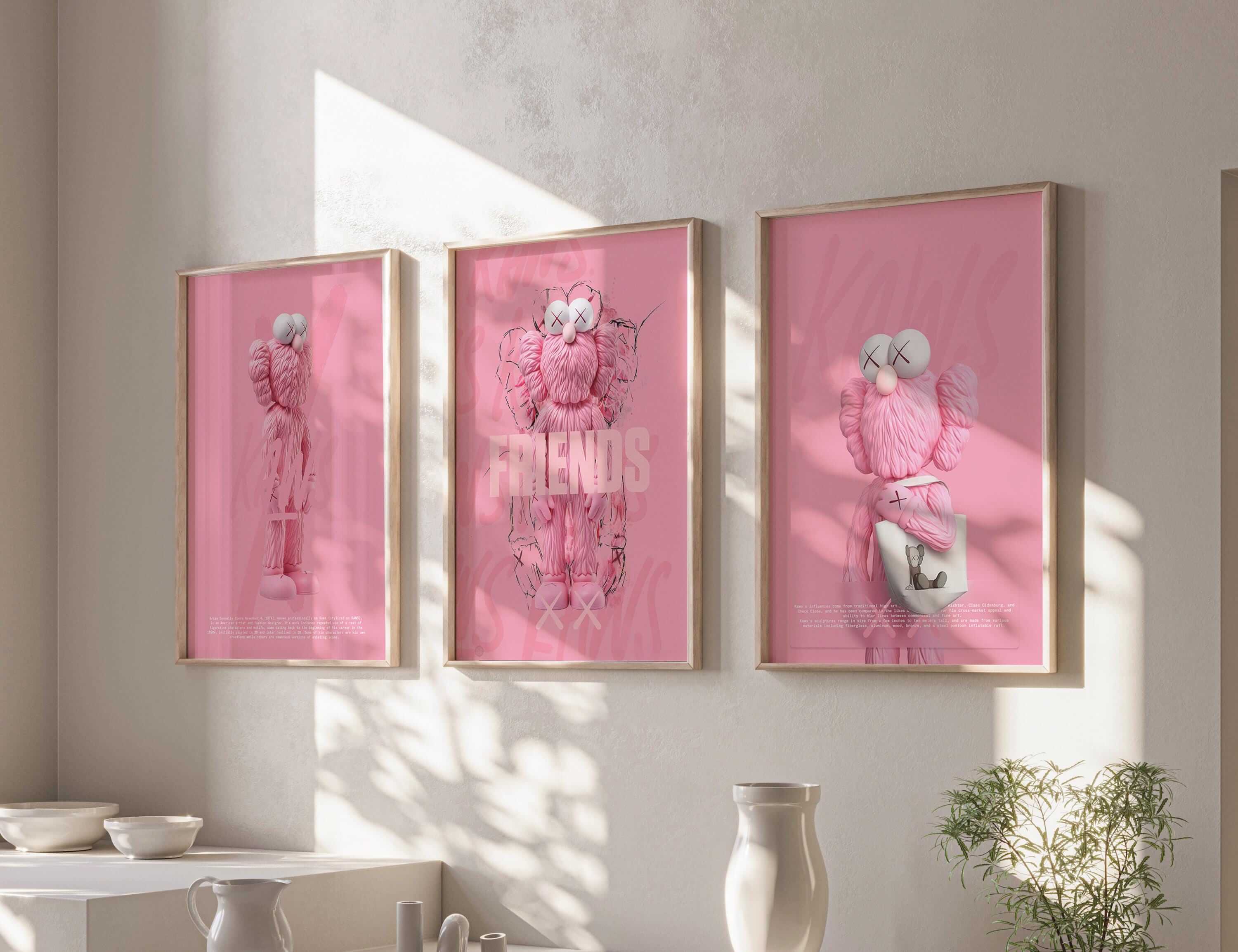 Hypebeast Pink Wall Art Set of 3 - Haus of Prints