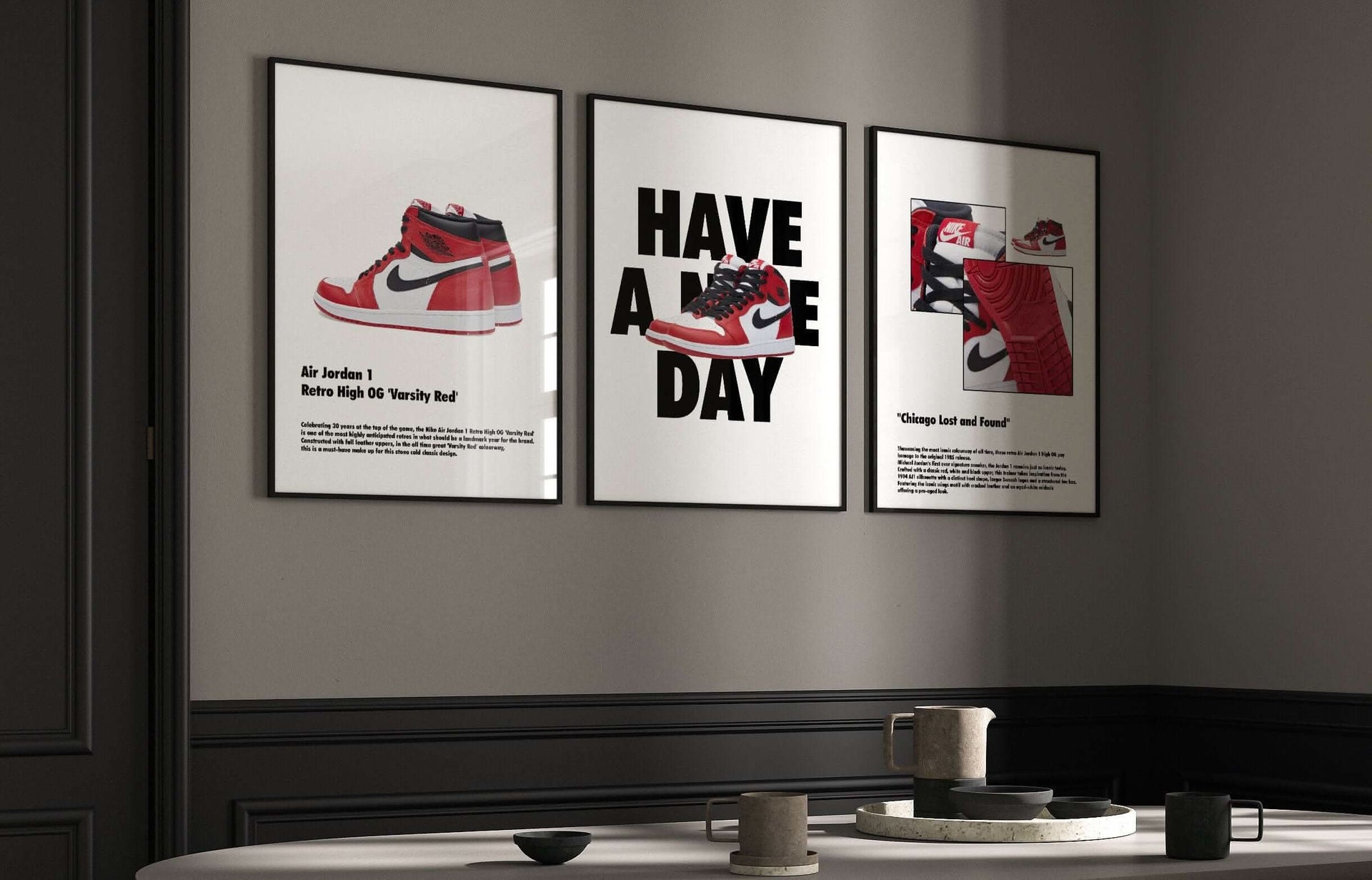 Hypebeast Sneaker Art Prints Set of 3 showcasing sneaker art, perfect for urban-inspired decor.