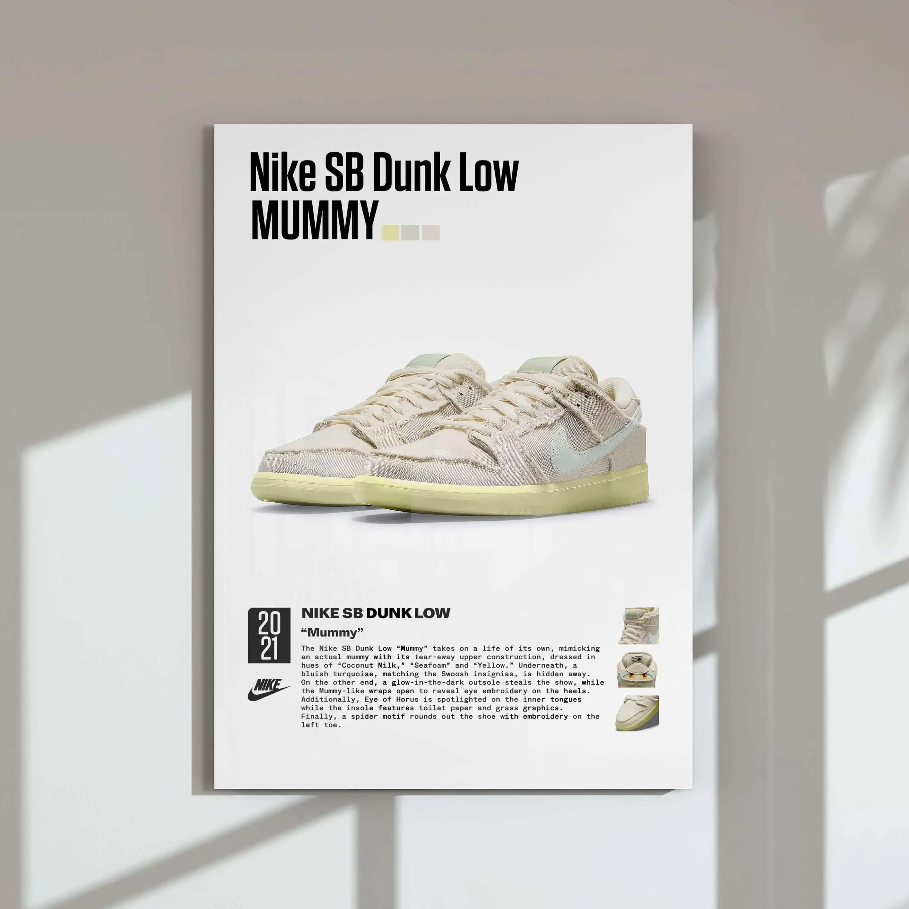 Nike SB Dunk Low sneaker art printable wall decor showcasing shoe details in modern style by Haus of Prints. Hypebeast Streetwear Wall Art Set of 3.