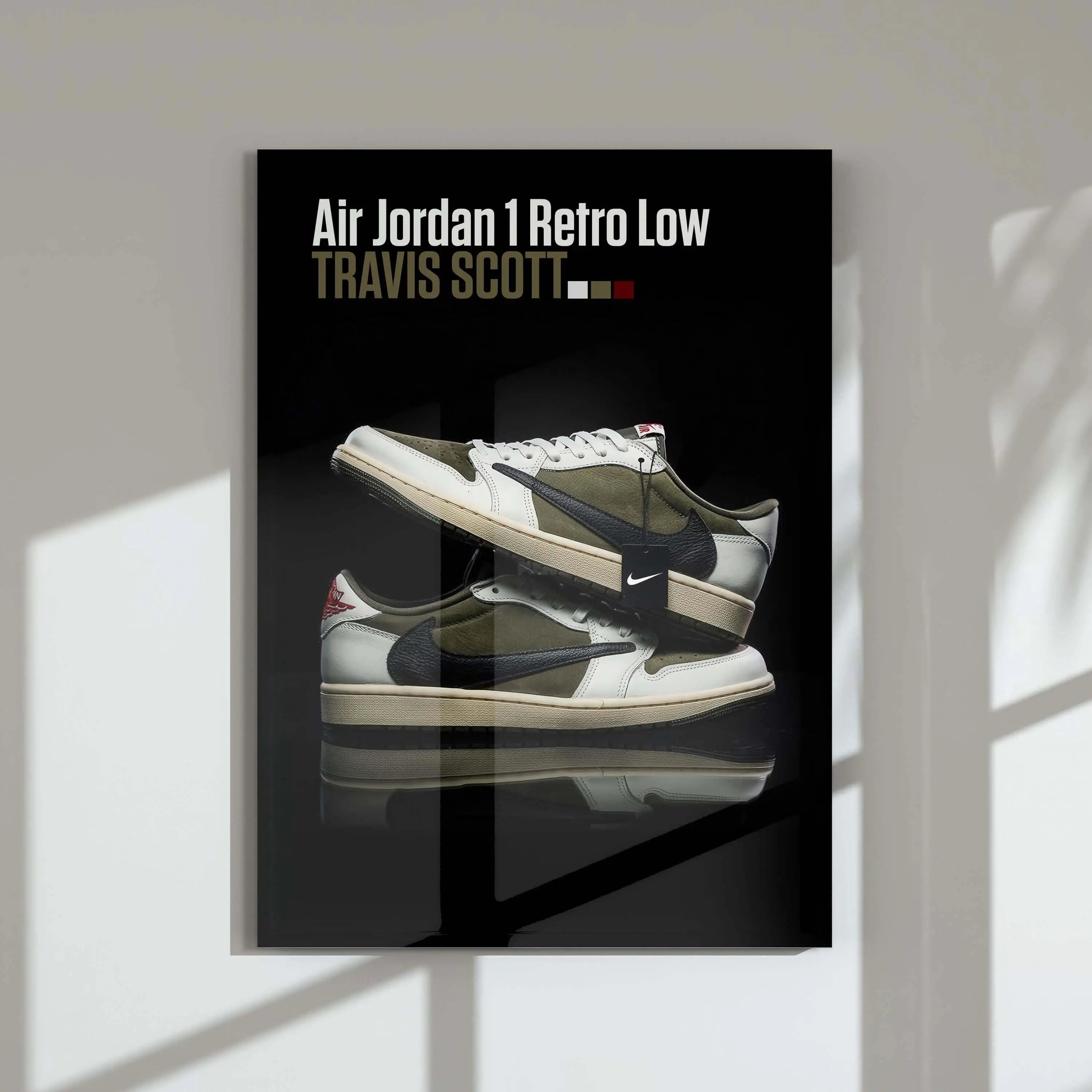 Air Jordan 1 Retro Low sneaker art printable poster in dark tones, modern wall decor for sneaker culture, digital download by Haus of Prints.