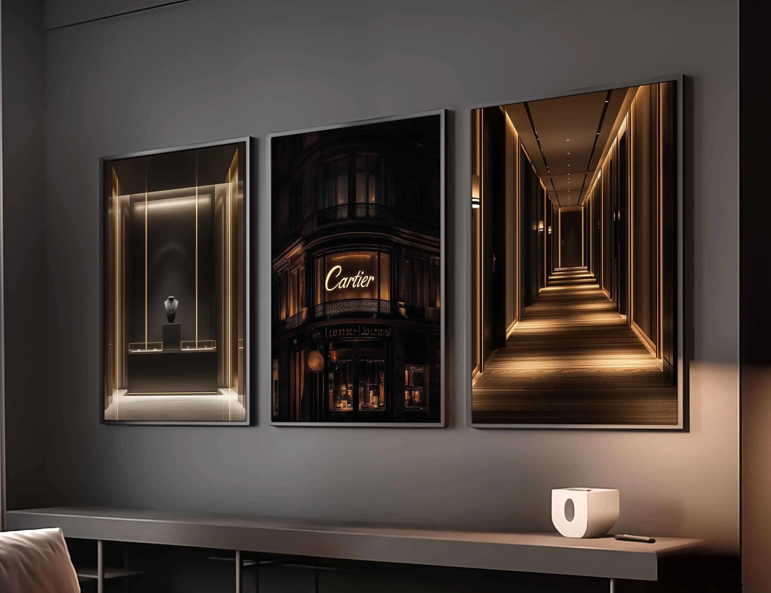 Luxury Fashion Poster Set of 150 featuring framed digital wall art with modern, elegant designs in a stylish living room — Haus of Prints.