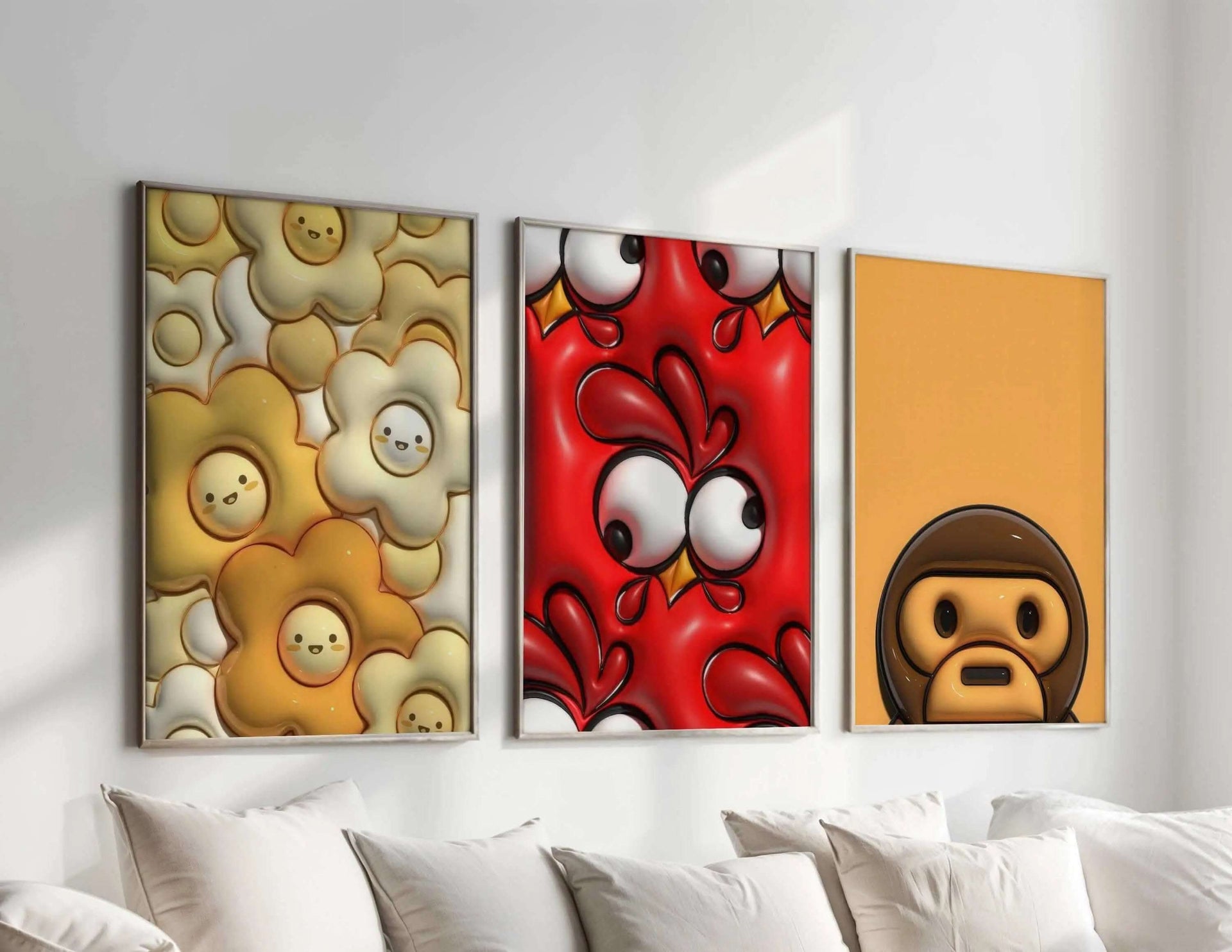 Another angle of Luxury Hypebeast 3D Poster Set showcasing colorful street culture art pieces.