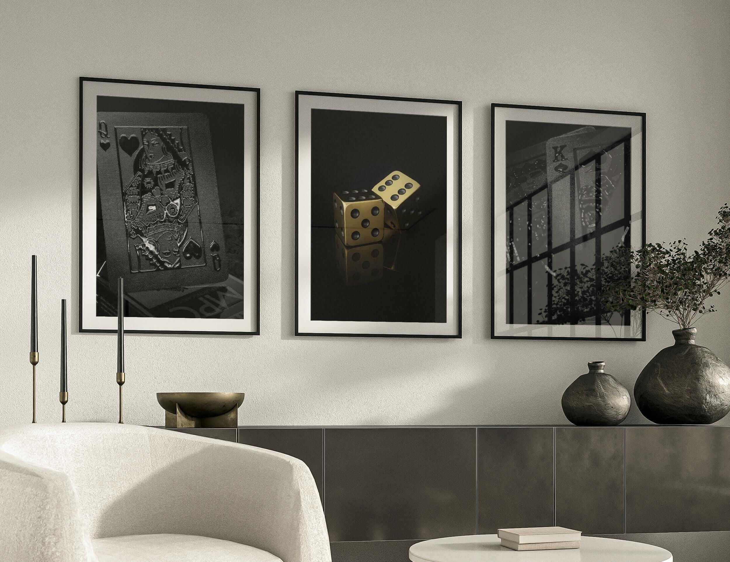 Luxury Playing Card Wall Art Set of 3 - Haus of Prints