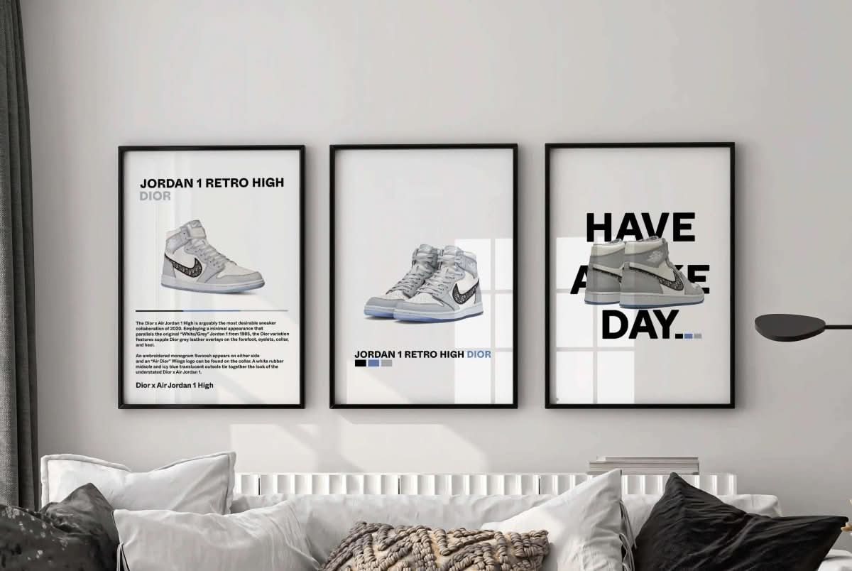 Modern sneaker art piece from Haus of Prints, highlighting sleek design with vibrant accents.