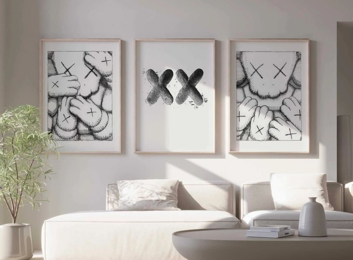 Hypebeast-style minimalist poster set showcasing edgy streetwear designs for trendy home decor.