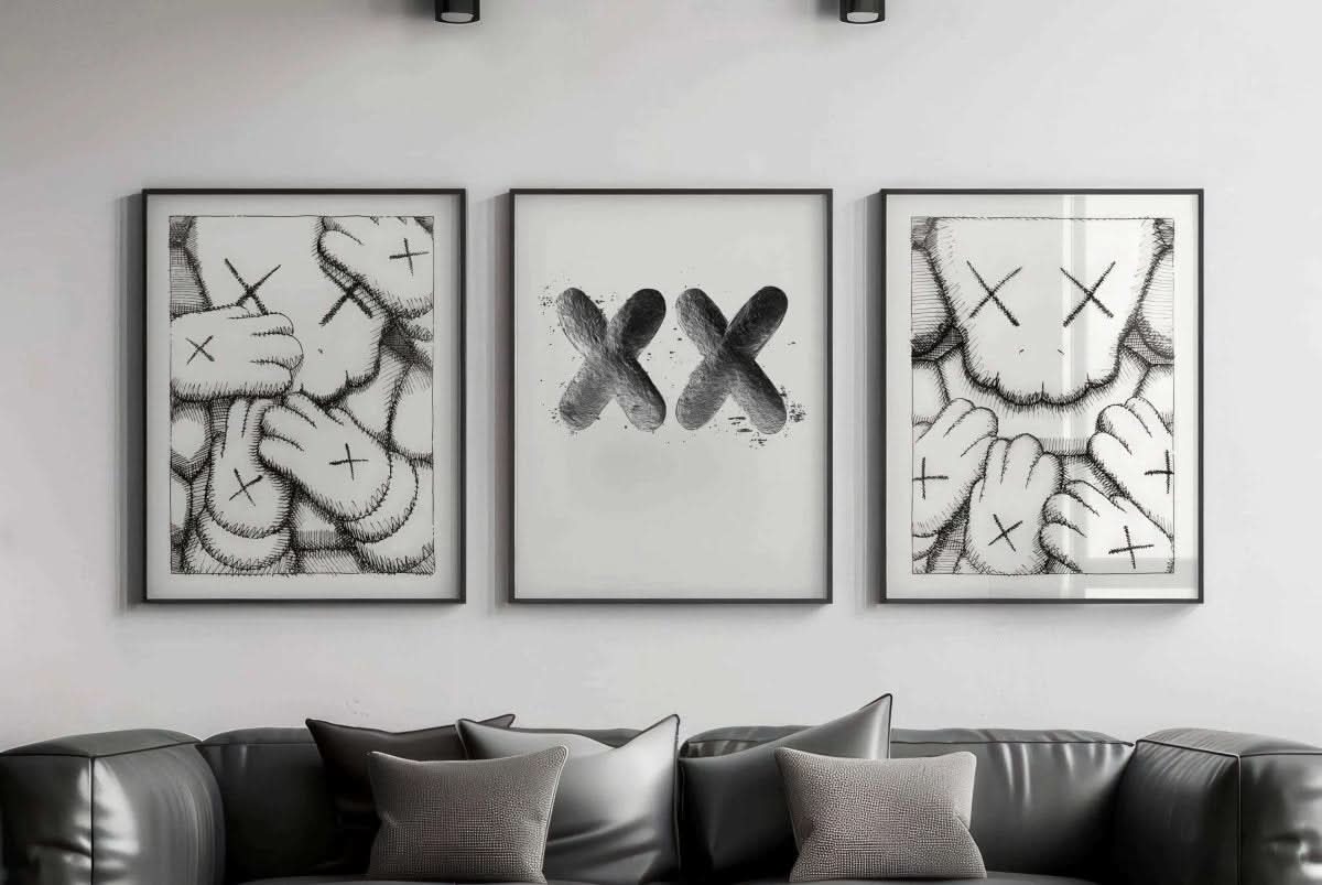 Trendy and edgy minimalist design, featuring urban art elements suitable for chic interiors.