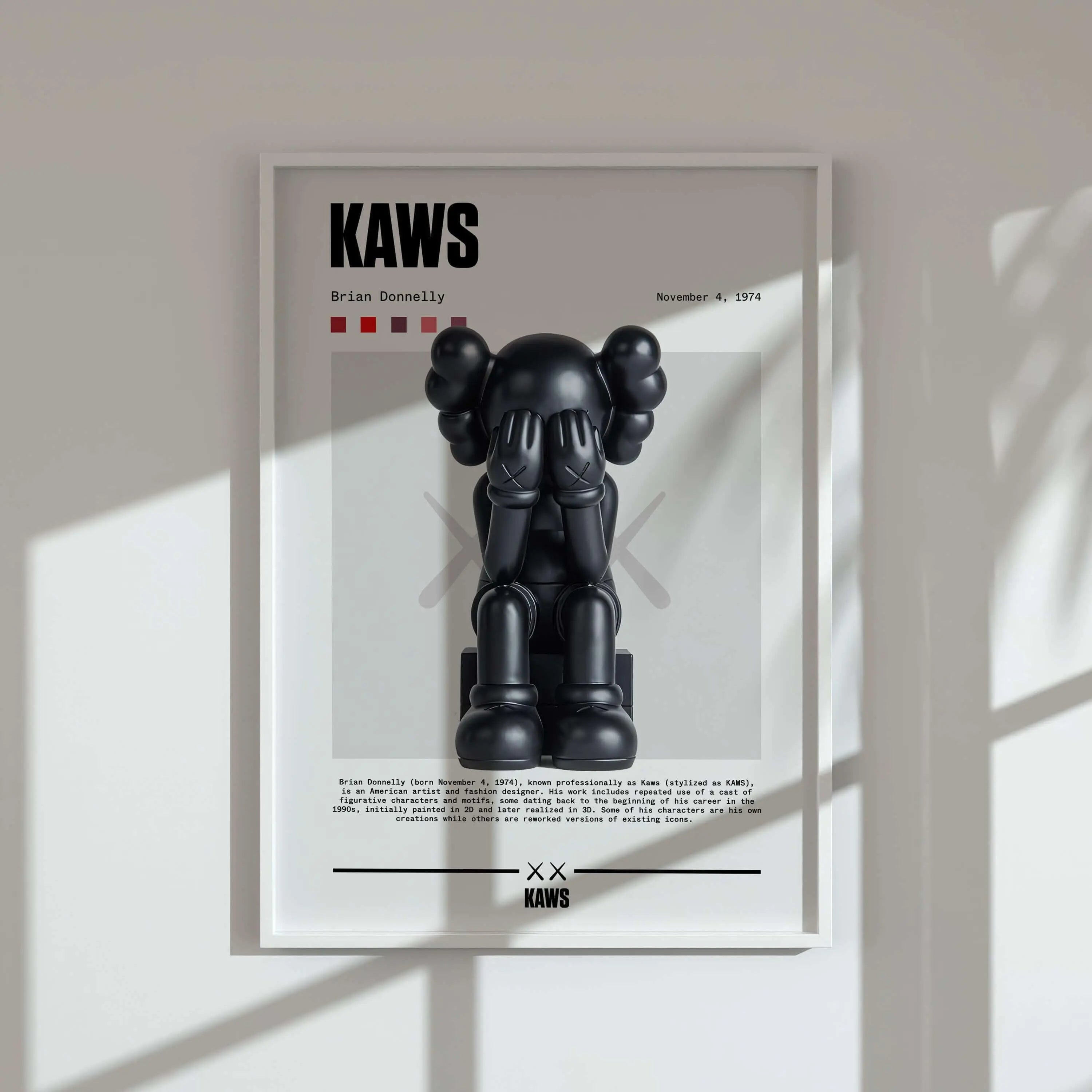 Framed music album sneaker wall art print featuring hip-hop sneaker art in a modern living room by Haus of Prints.