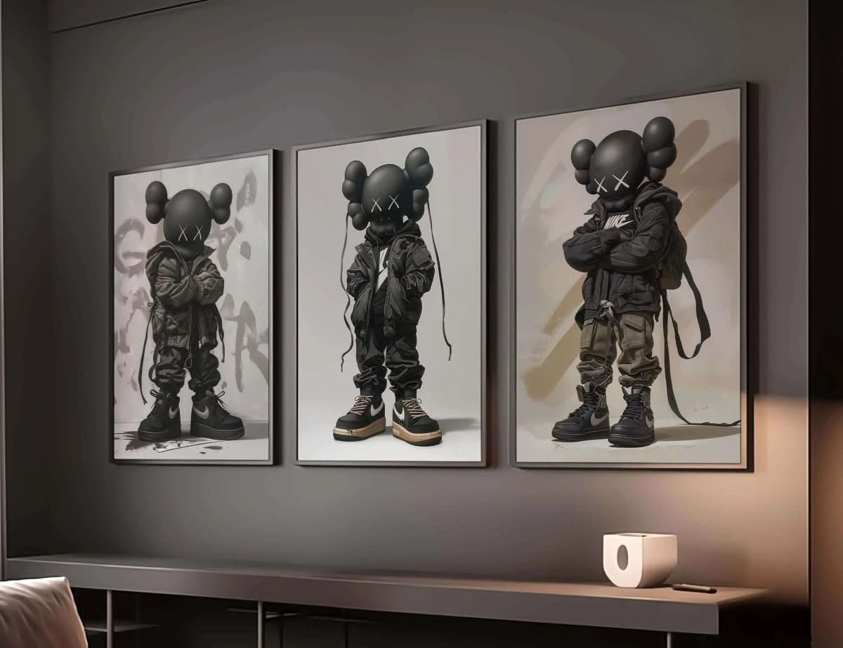Nike Designer Toys Poster Set of 3 featuring HYPEBEAST KAWS style art in urban fashion theme.