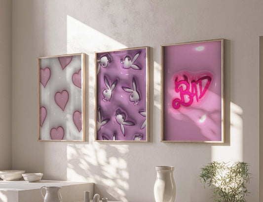 PINK Hypebeast 3D Poster Set of 3 - Haus of Prints
