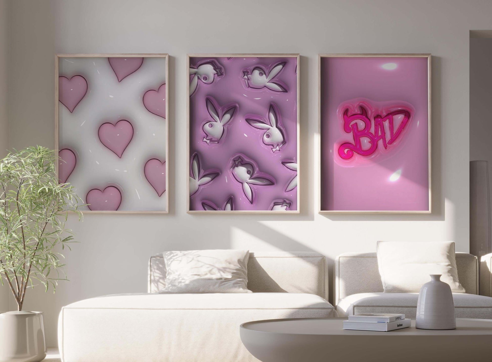 PINK Hypebeast 3D Poster Set of 3 - Haus of Prints